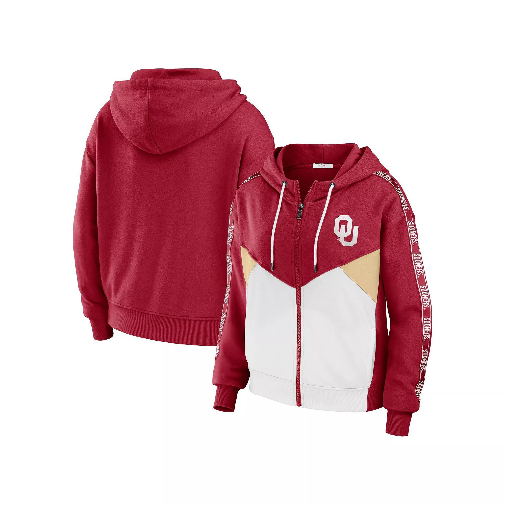 Women's WEAR by Erin Andrews Crimson Oklahoma Sooners Colorblock Full-Zip Hoodie Jacket, Size: Medium, Red Product Image