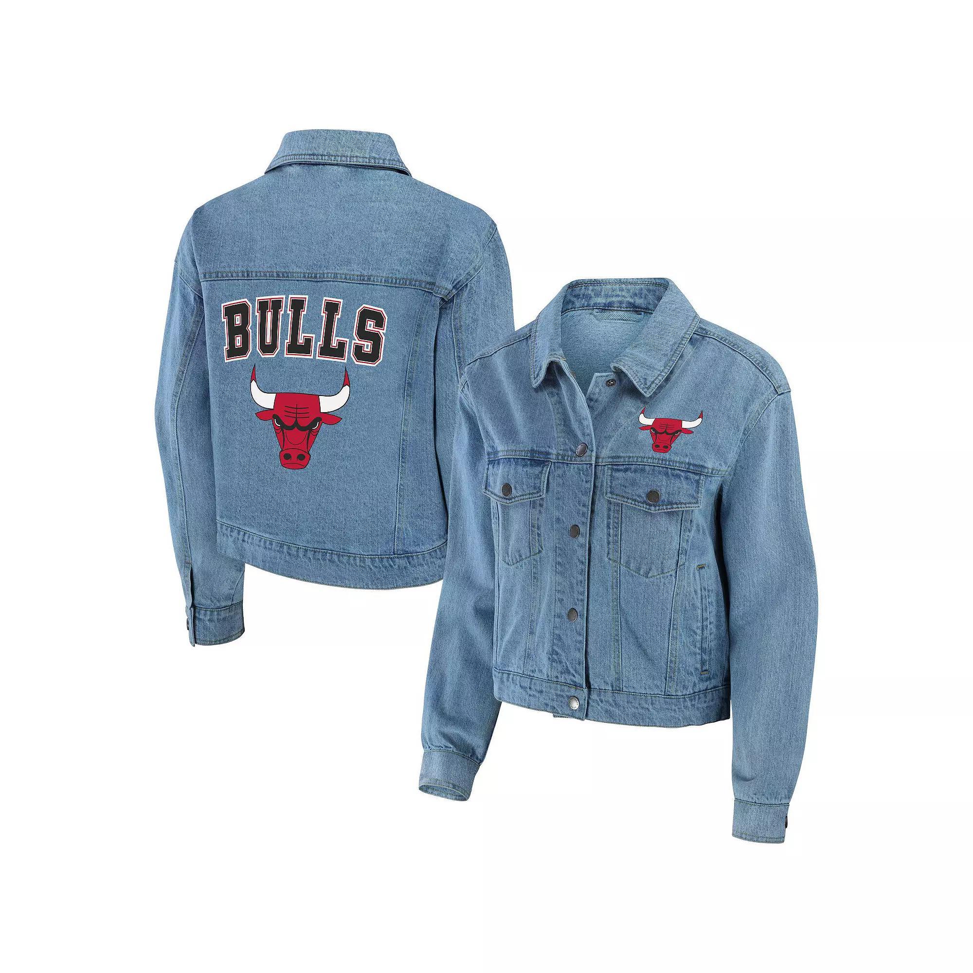 Women's WEAR by Erin Andrews Chicago Bulls Full-Snap Denim Jacket, Size: XL, Turquoise A Product Image