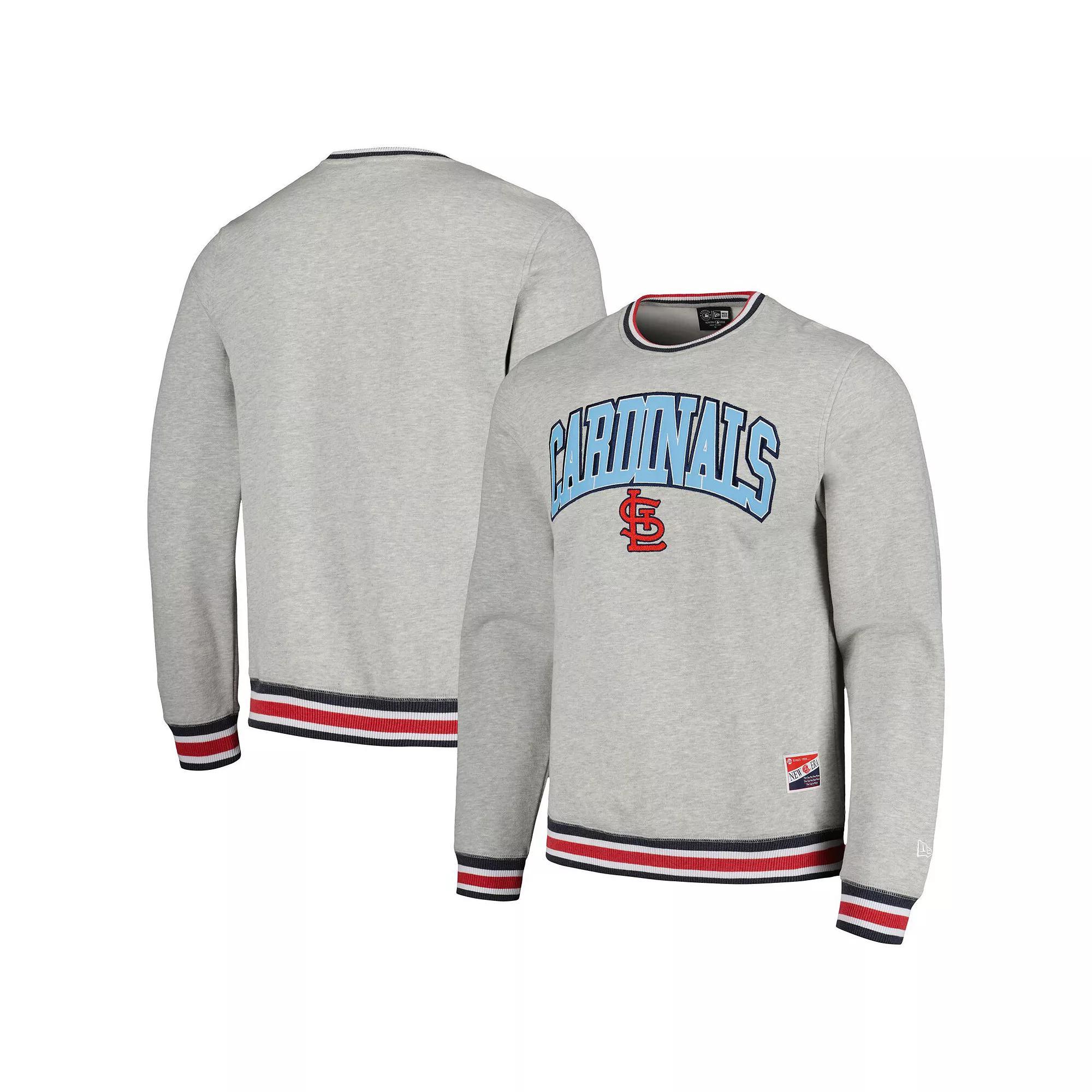 Mens New Era Heather Gray St. Louis Cardinals Throwback Classic Pullover Sweatshirt Product Image