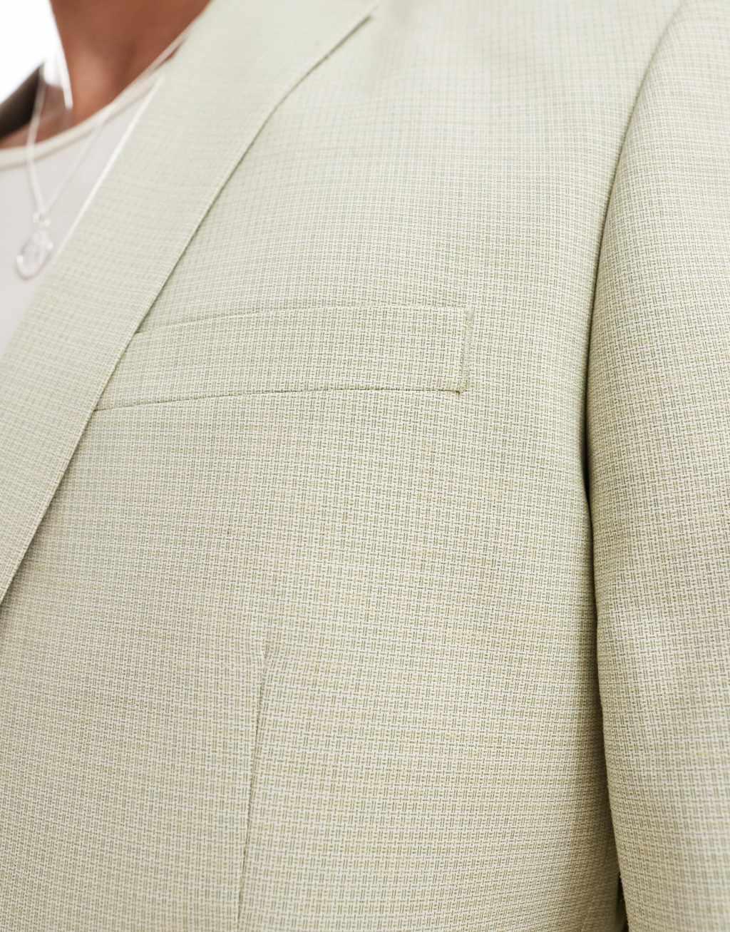 ASOS DESIGN slim basketweave suit jacket in green Product Image