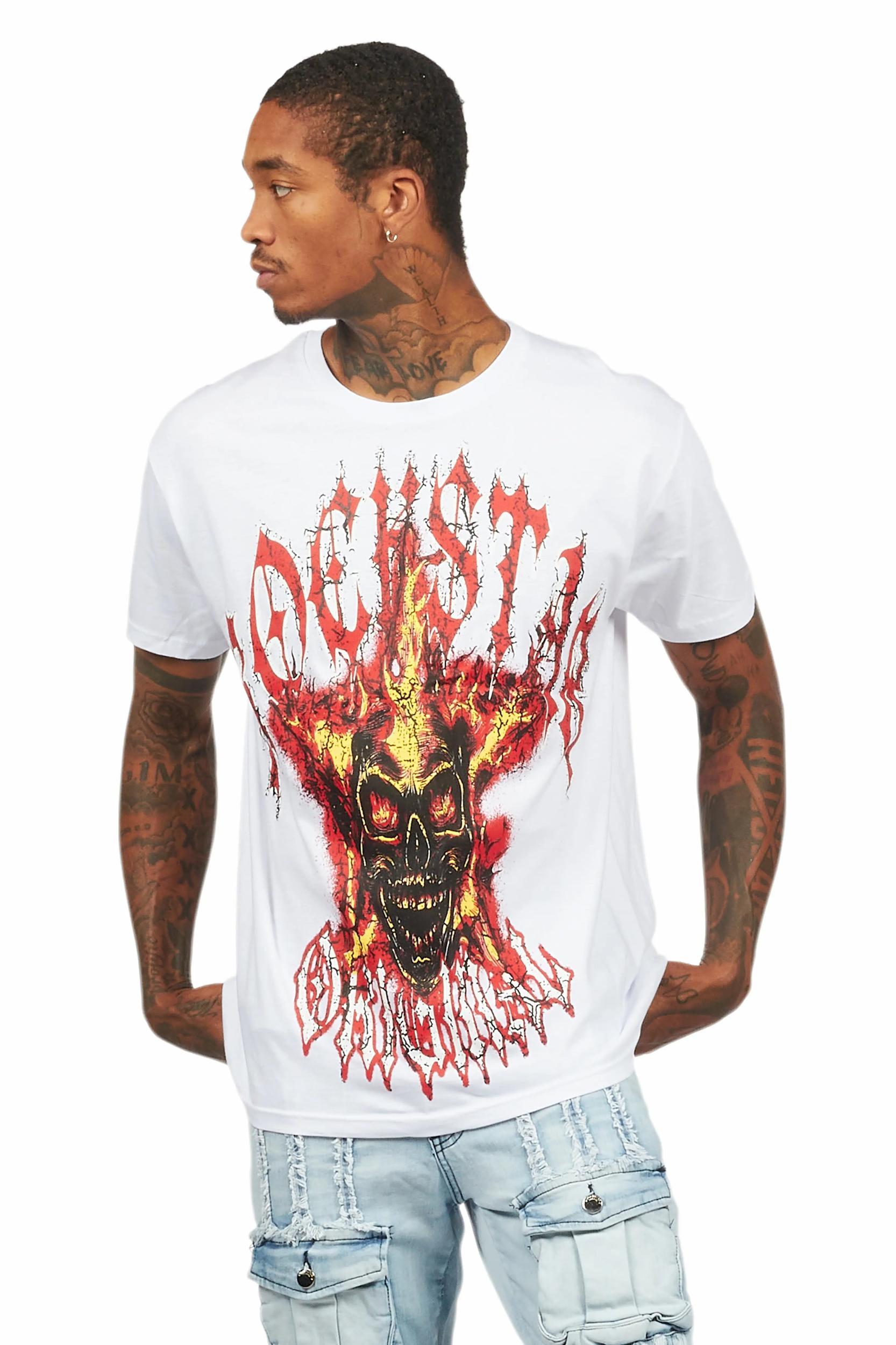 Kalvin White Oversized Graphic T-Shirt Male Product Image