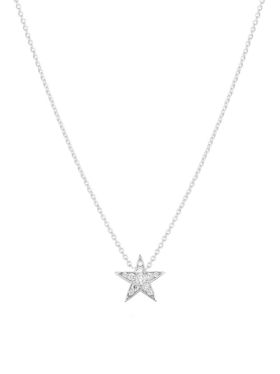 Womens Tiny Treasures 18K White Gold & 0.26 TCW Diamond Star Necklace Product Image