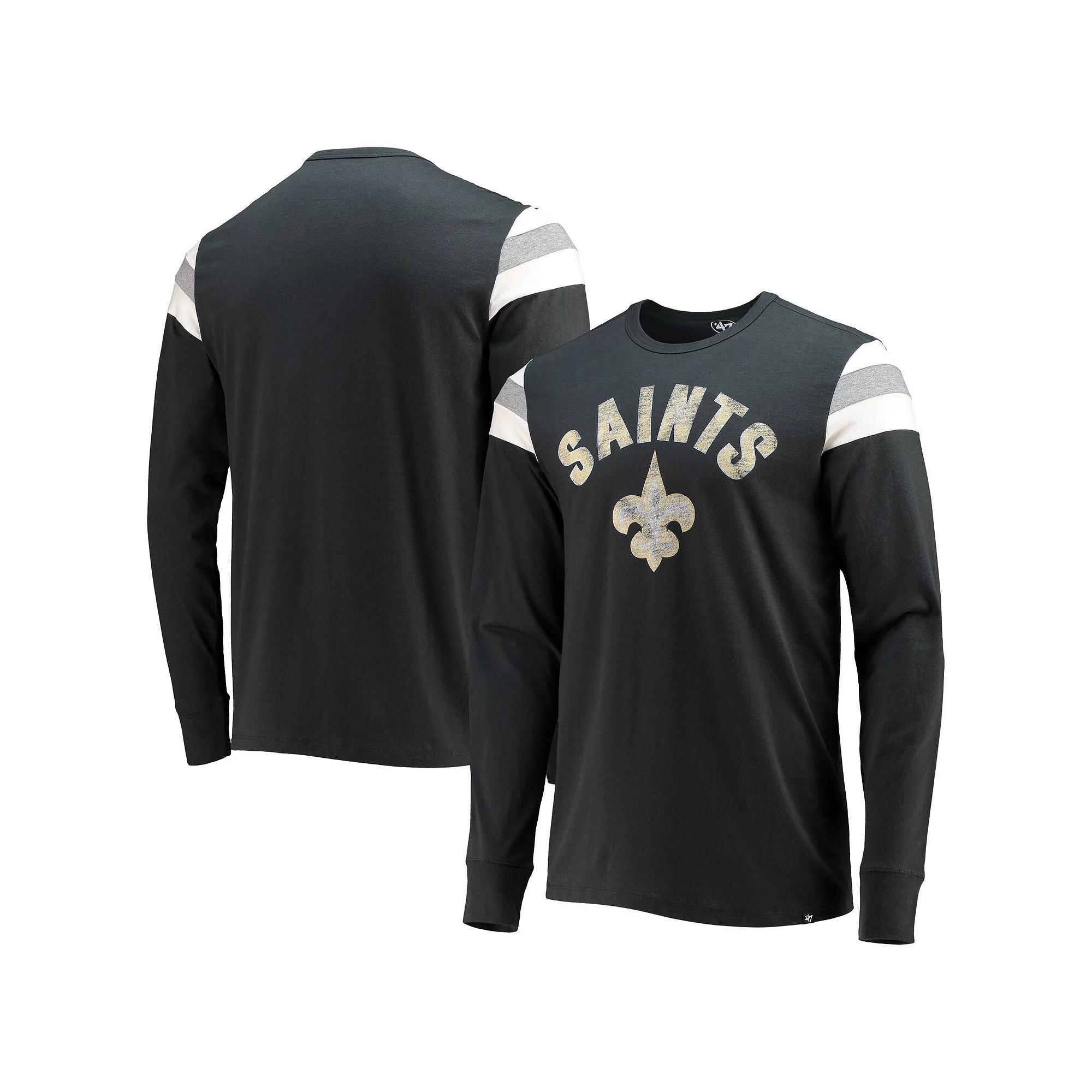 Men's '47 Black New Orleans Saints Franklin Rooted Long Sleeve T-Shirt, Size: Medium Product Image