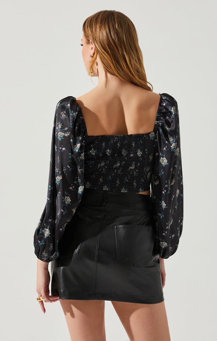 FINAL SALE ASTR the Label | Josephine Top | Black Floral Product Image