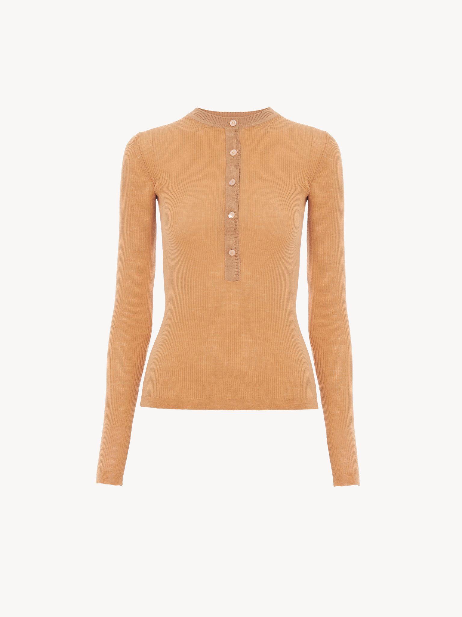 Knitted Henley shirt in fine merino wool  Product Image
