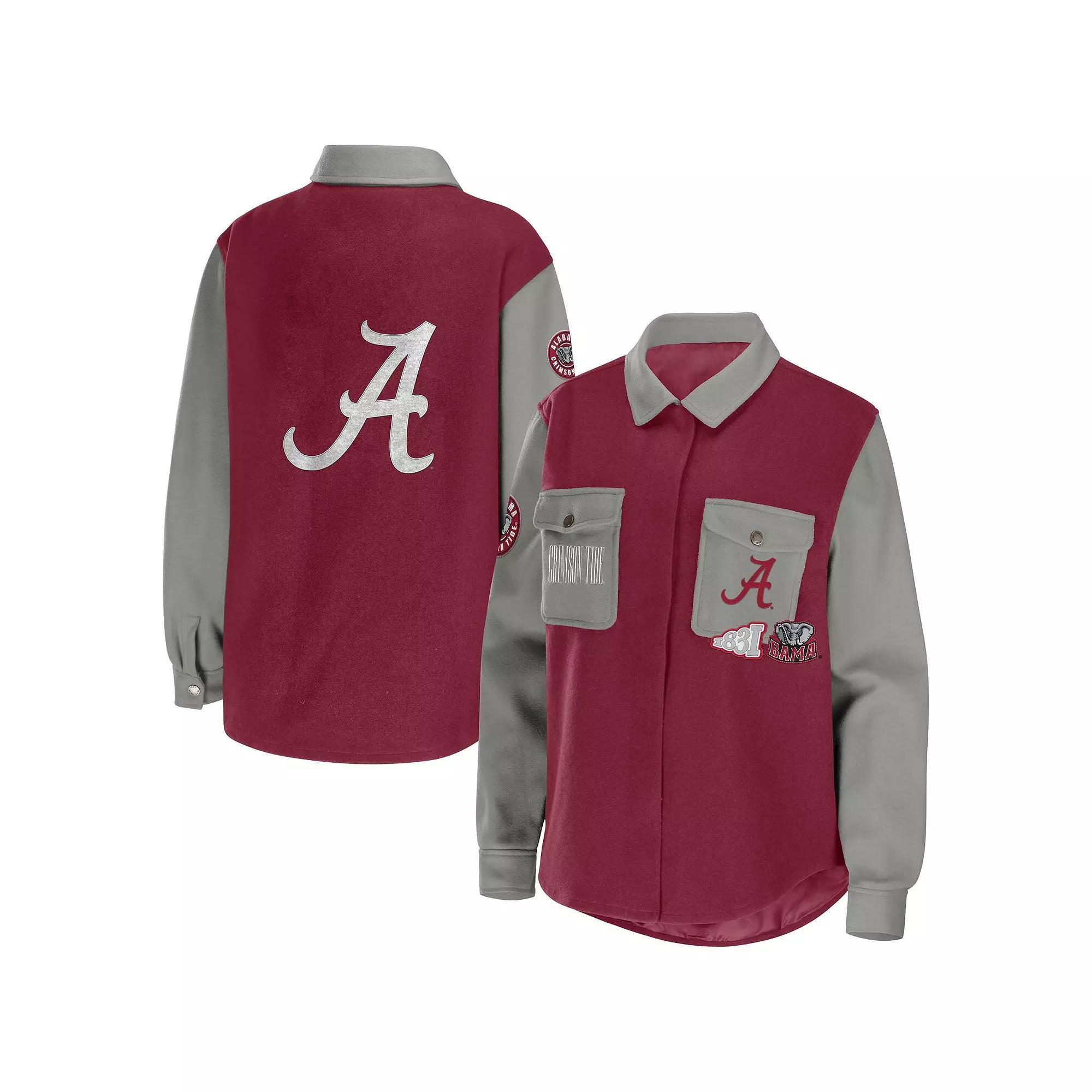 Women's WEAR by Erin Andrews Crimson Alabama Crimson Tide Button-Up Shirt Jacket, Size: Medium, Red Product Image