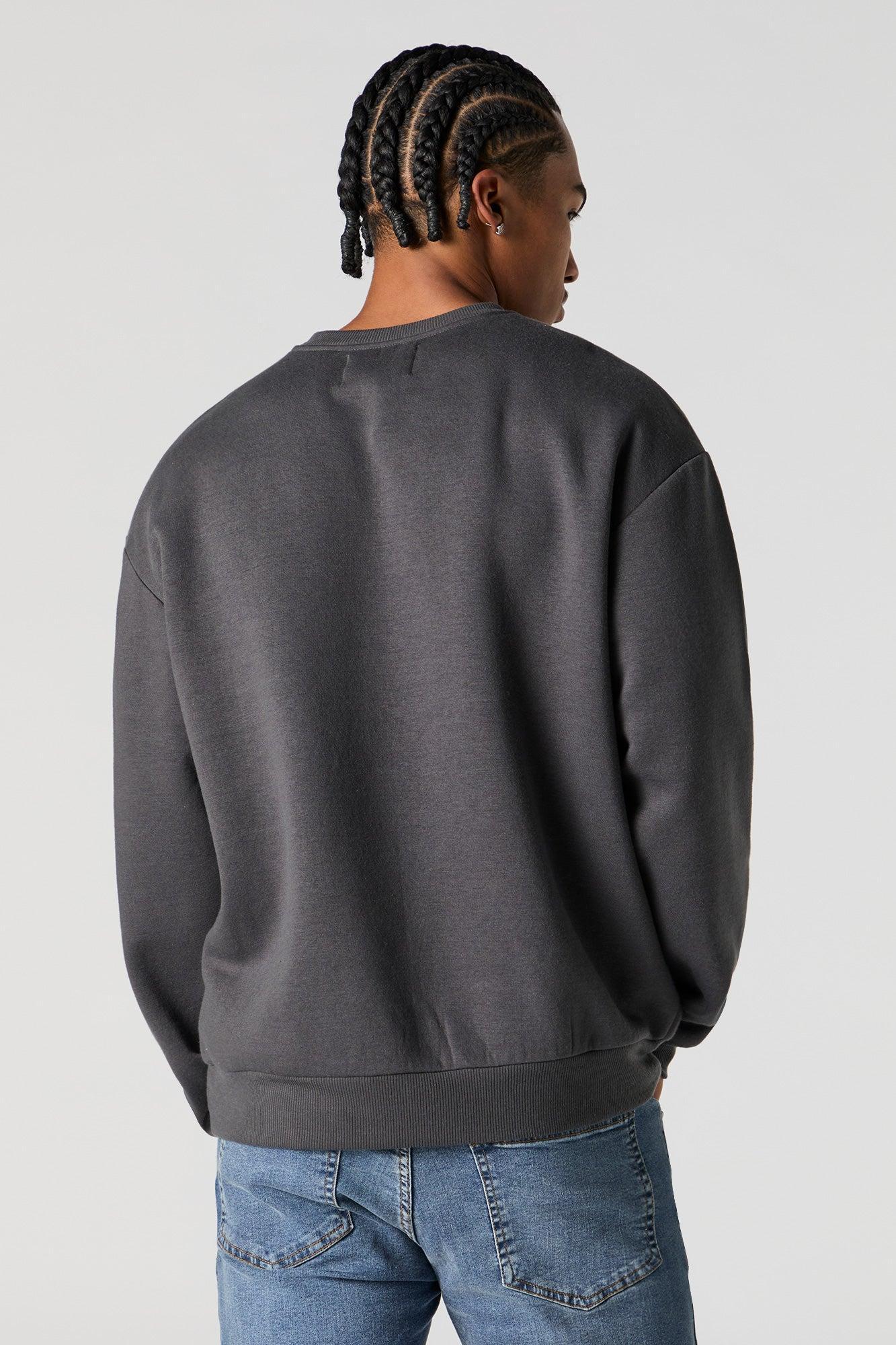 Solid Fleece Crewneck Sweatshirt Male Product Image