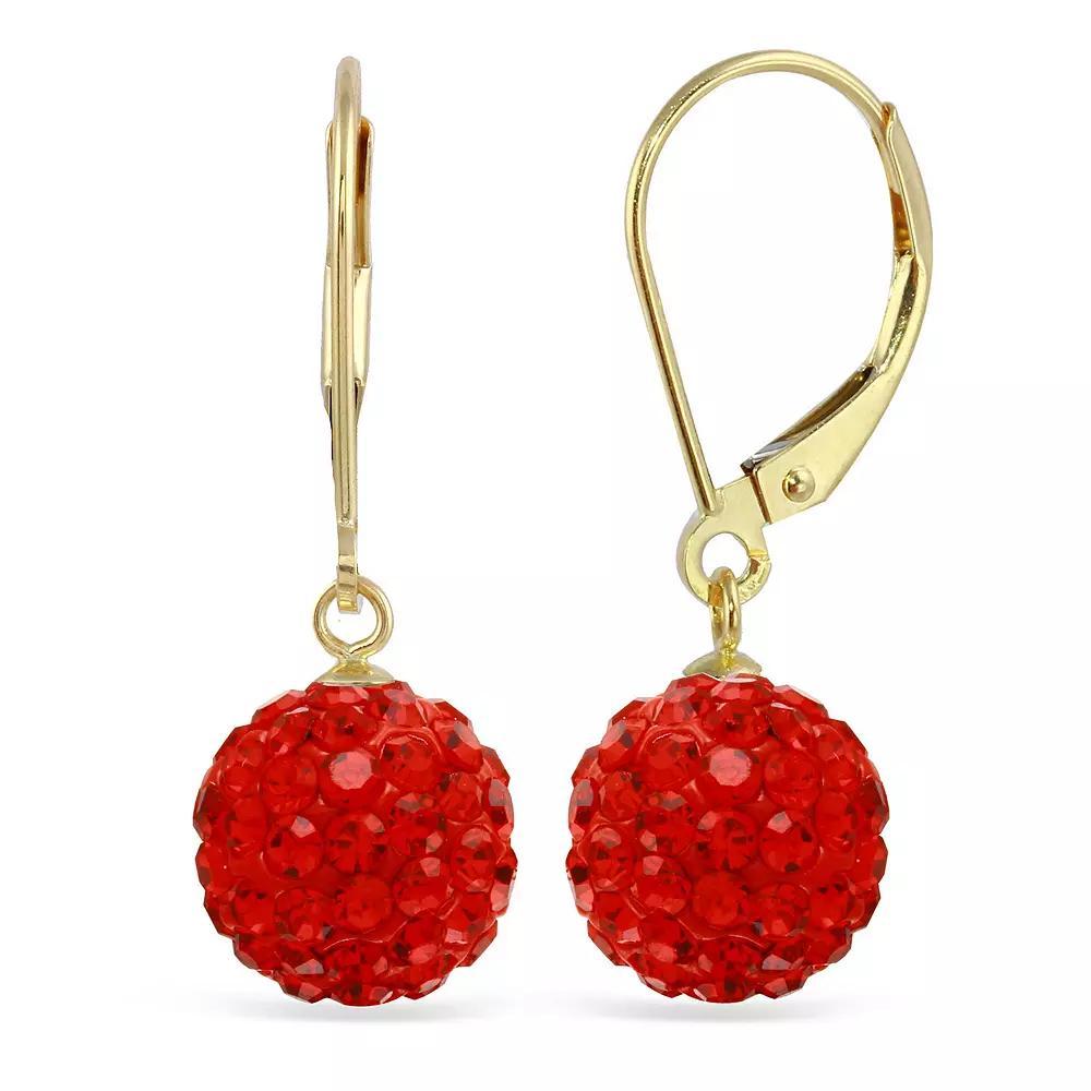 14k Crystal Fireball Drop Earrings, Women's, Red Product Image