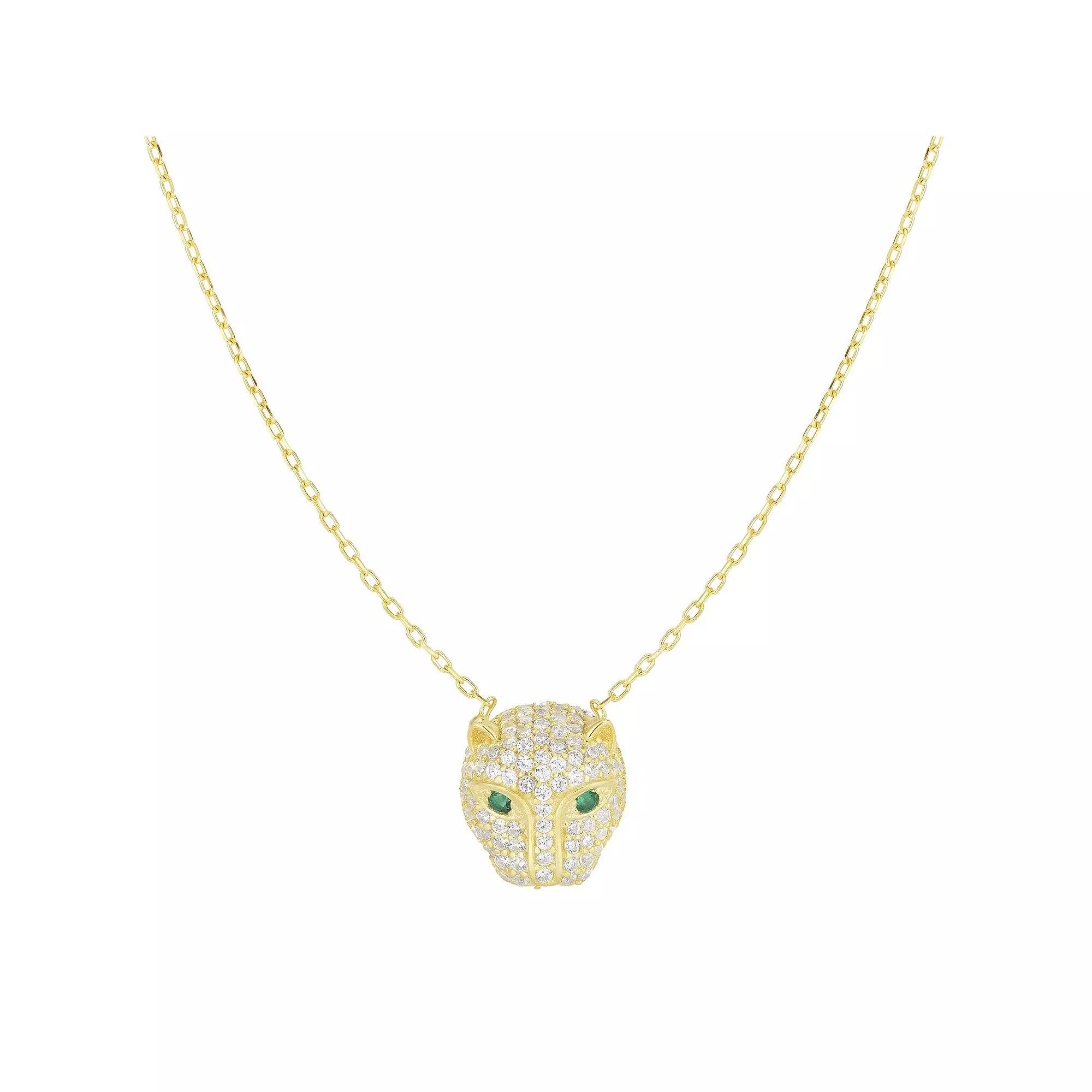 Sunkissed Sterling Cubic Zirconia Panther Pendant Necklace, Women's, Size: 18", Gold Tone Product Image