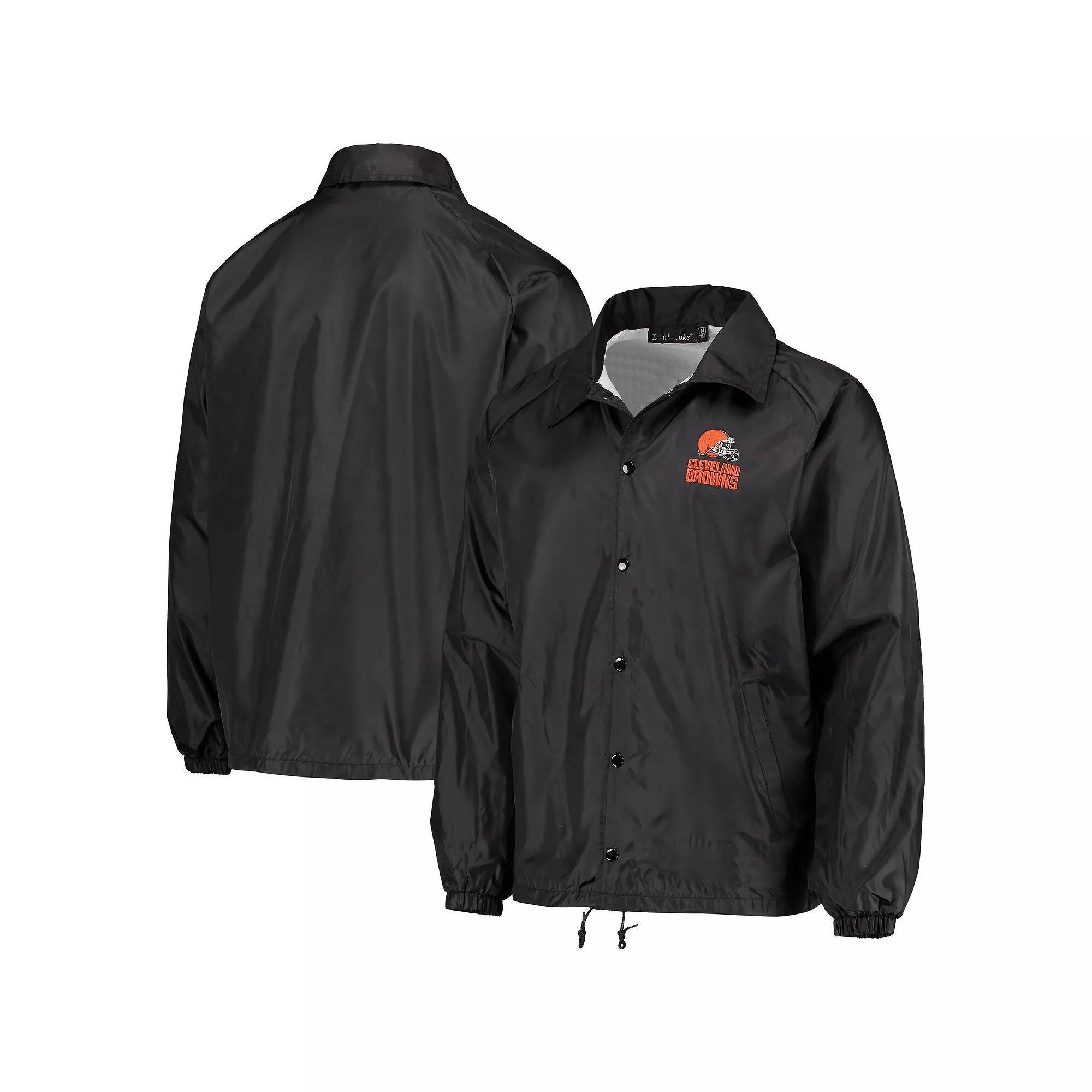 Men's Black Cleveland Browns Coaches Classic Raglan Full-Snap Windbreaker Jacket, Size: Medium Product Image