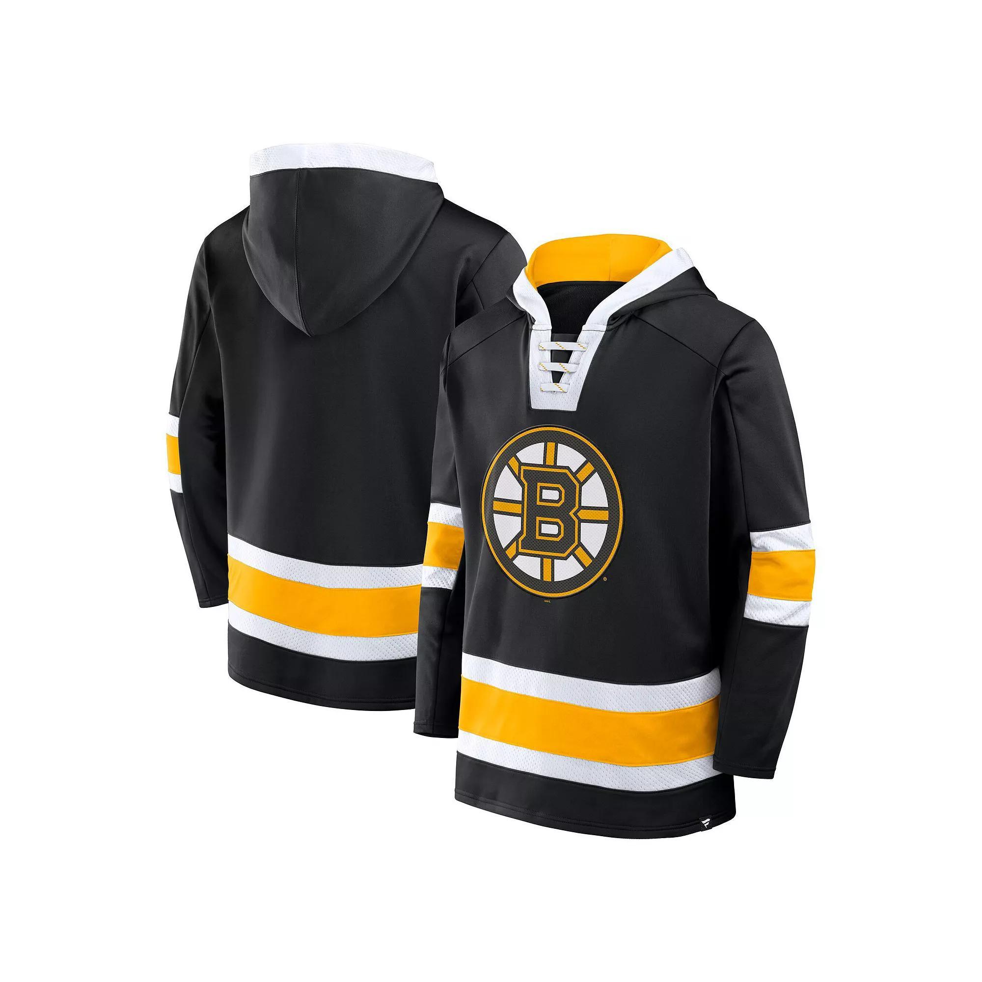 Men's Fanatics  Black Boston Bruins Inside Line Fleece Pullover Hoodie, Size: Small Product Image