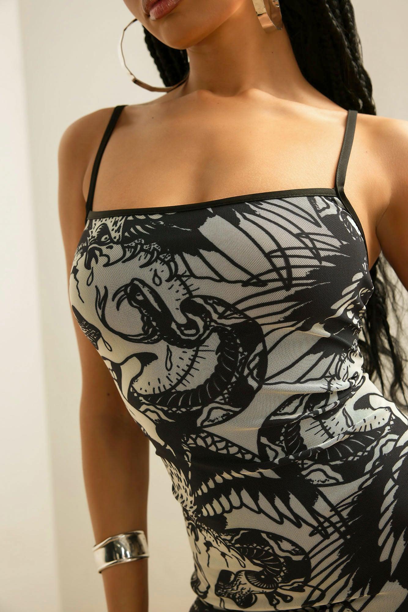Ed Hardy Eagle Mesh Mini Dress - Ivory/combo Product Image