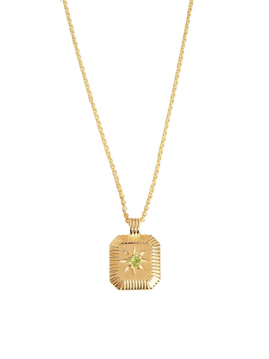 Womens 18K-Yellow-Gold Vermeil & Birthstone Pendant Necklace Product Image