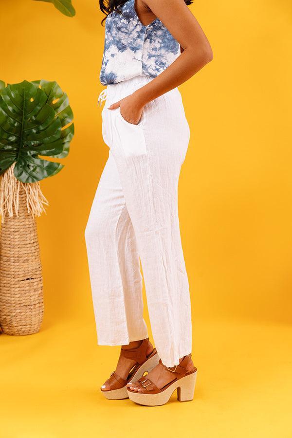 The Rio High Waist Linen Pants In White Product Image