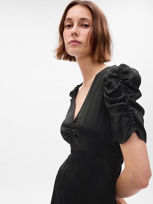 Puff-Sleeve Ruched Mini Dress Product Image