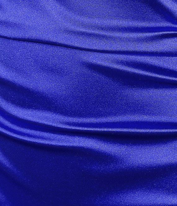 Honey and Rosie Spaghetti Strap V-Neck Royal Sateen Dress Product Image