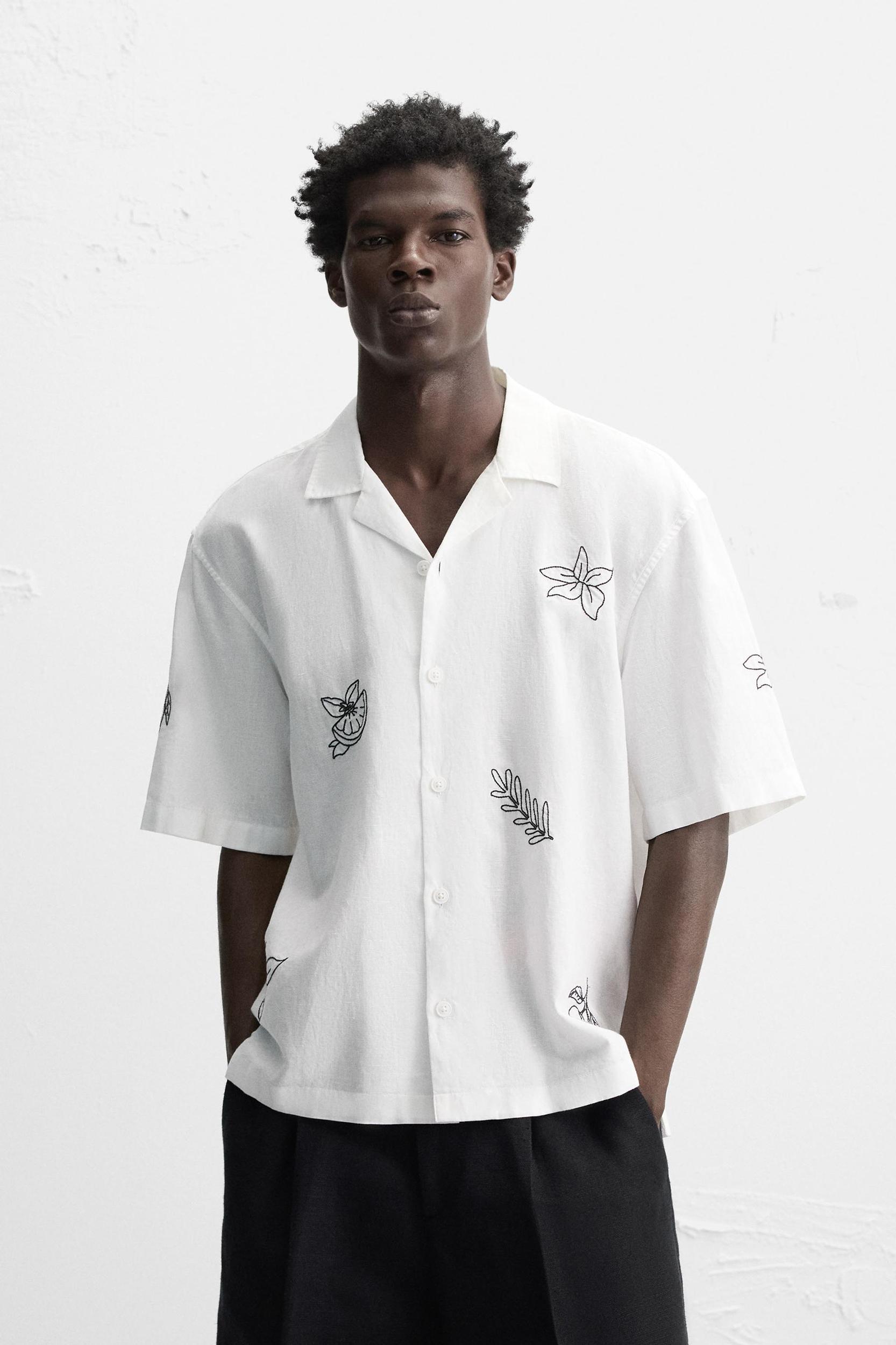 EMBROIDERED COTTON LINEN SHIRT Product Image