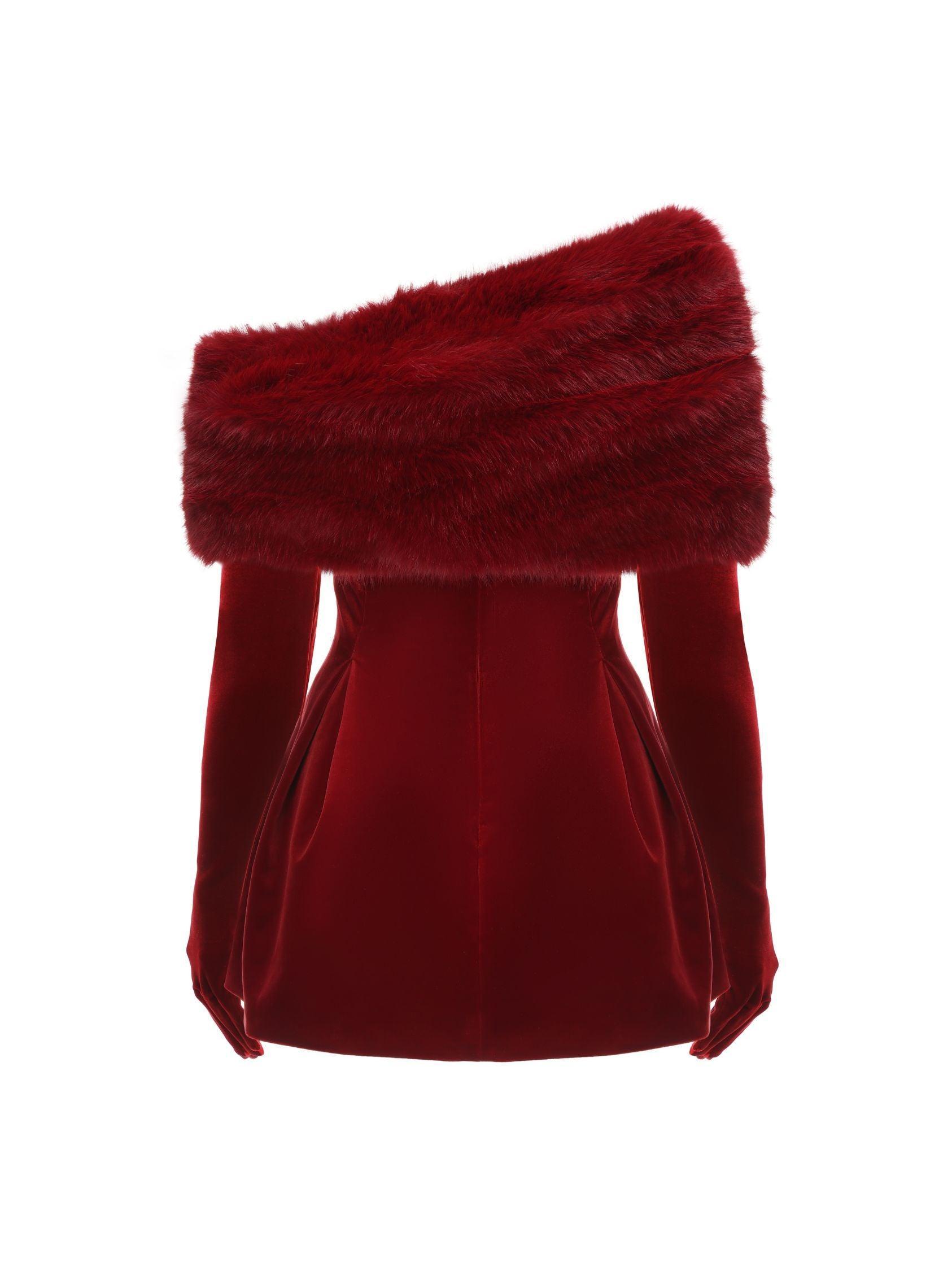 Simone Velvet Dress (Red) Product Image