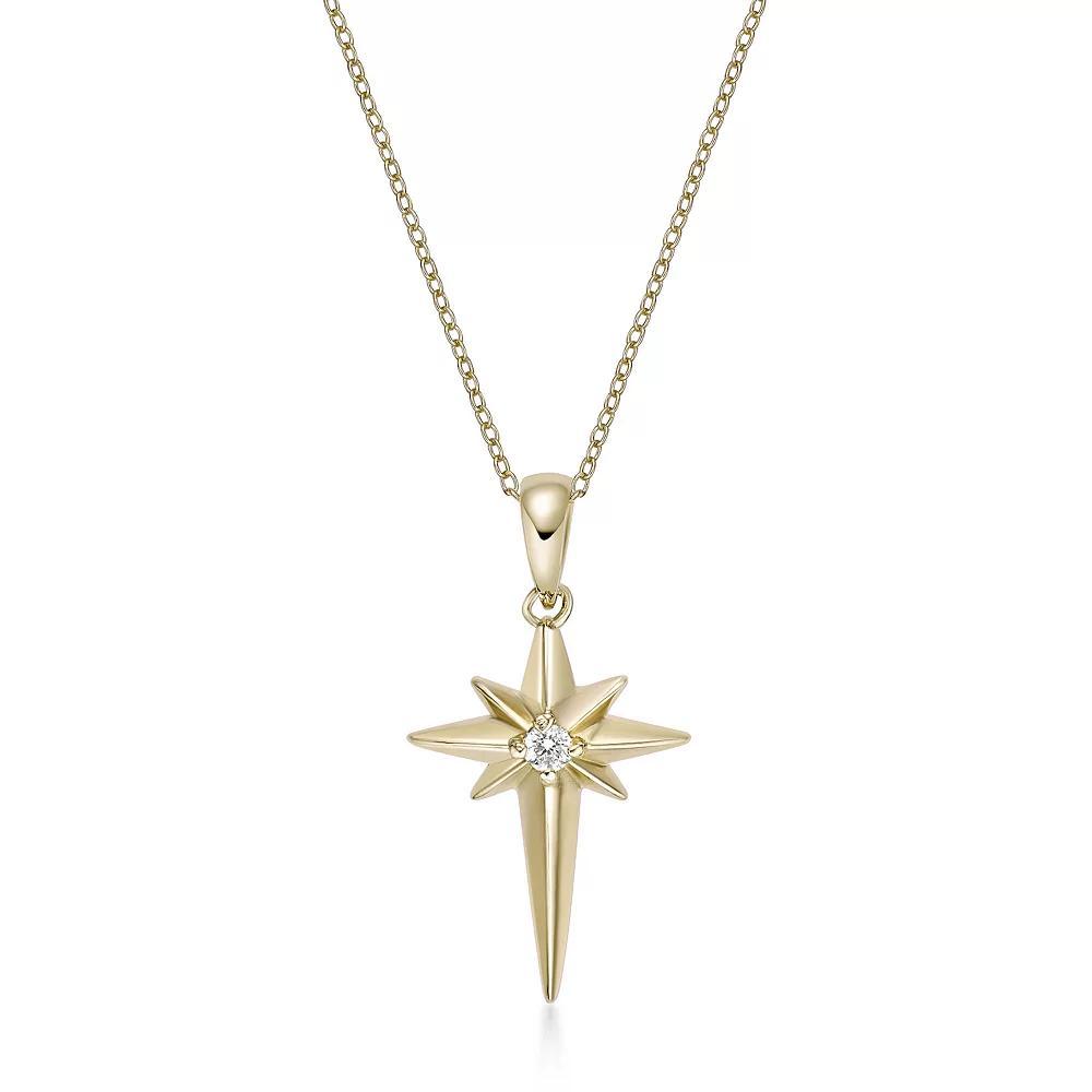 Gemminded 18k Gold Over Silver Lab-Grown Diamond Accent Star Pendant Necklace, Women's, Size: 18", Gold Tone Product Image