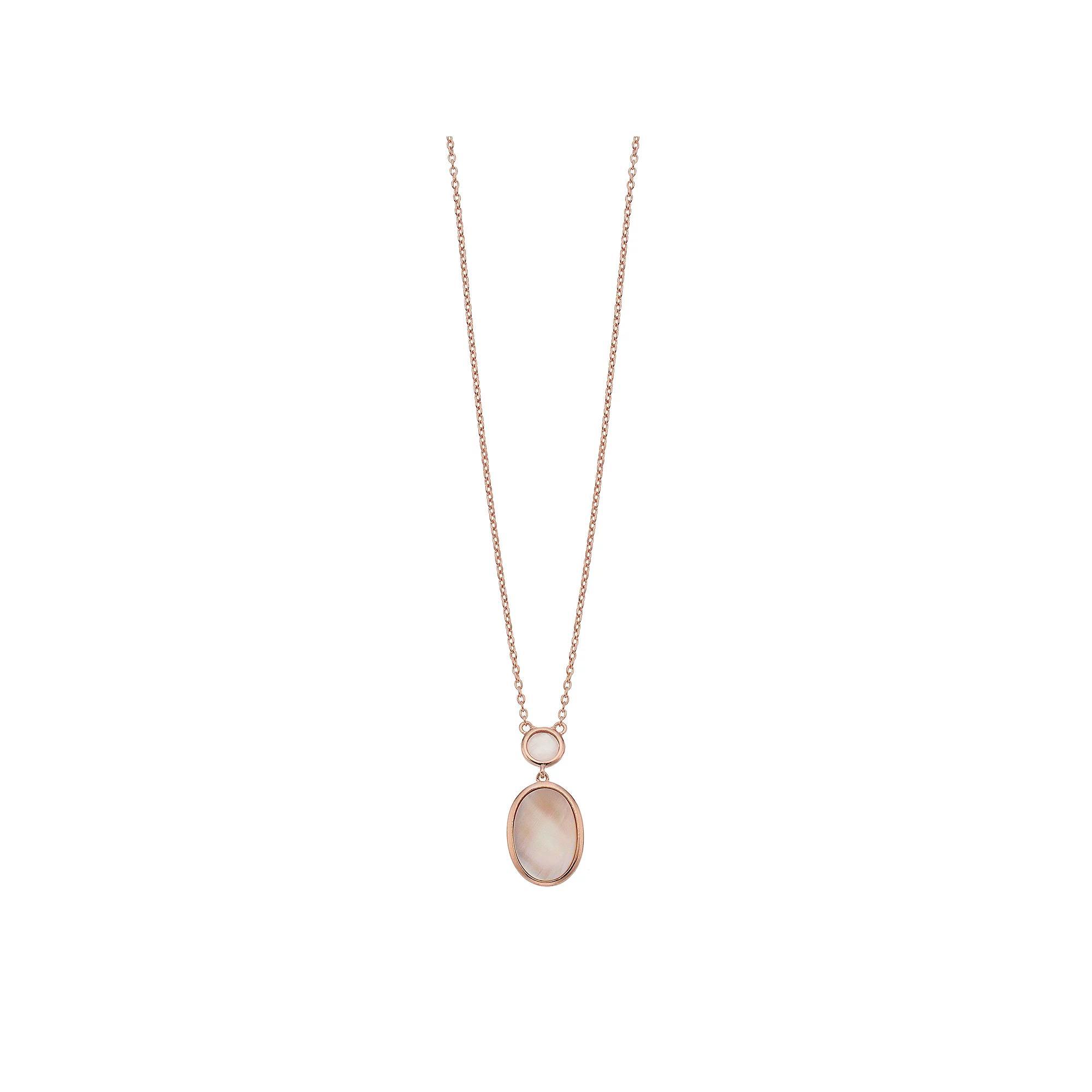14k Rose Gold Over Silver Mother-of-Pearl & Rose Quartz Oval Pendant Necklace, Women's, Size: 18" Product Image