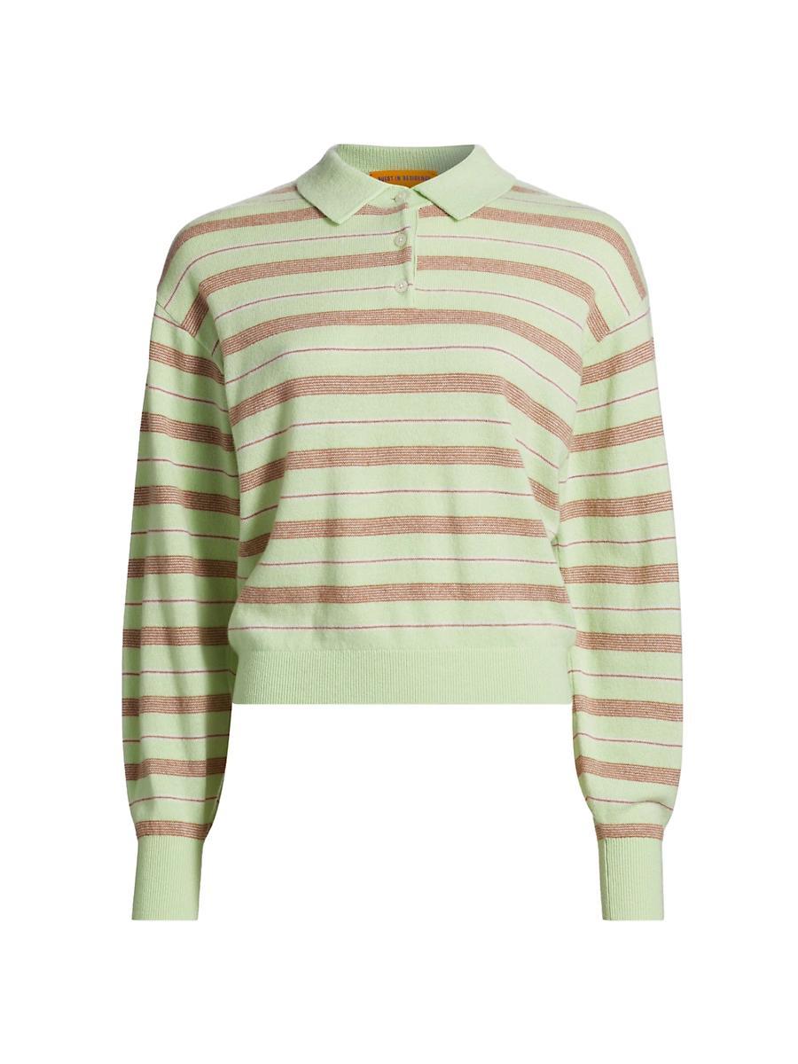 Womens Collegiate Stripe Cashmere Polo Sweater Product Image