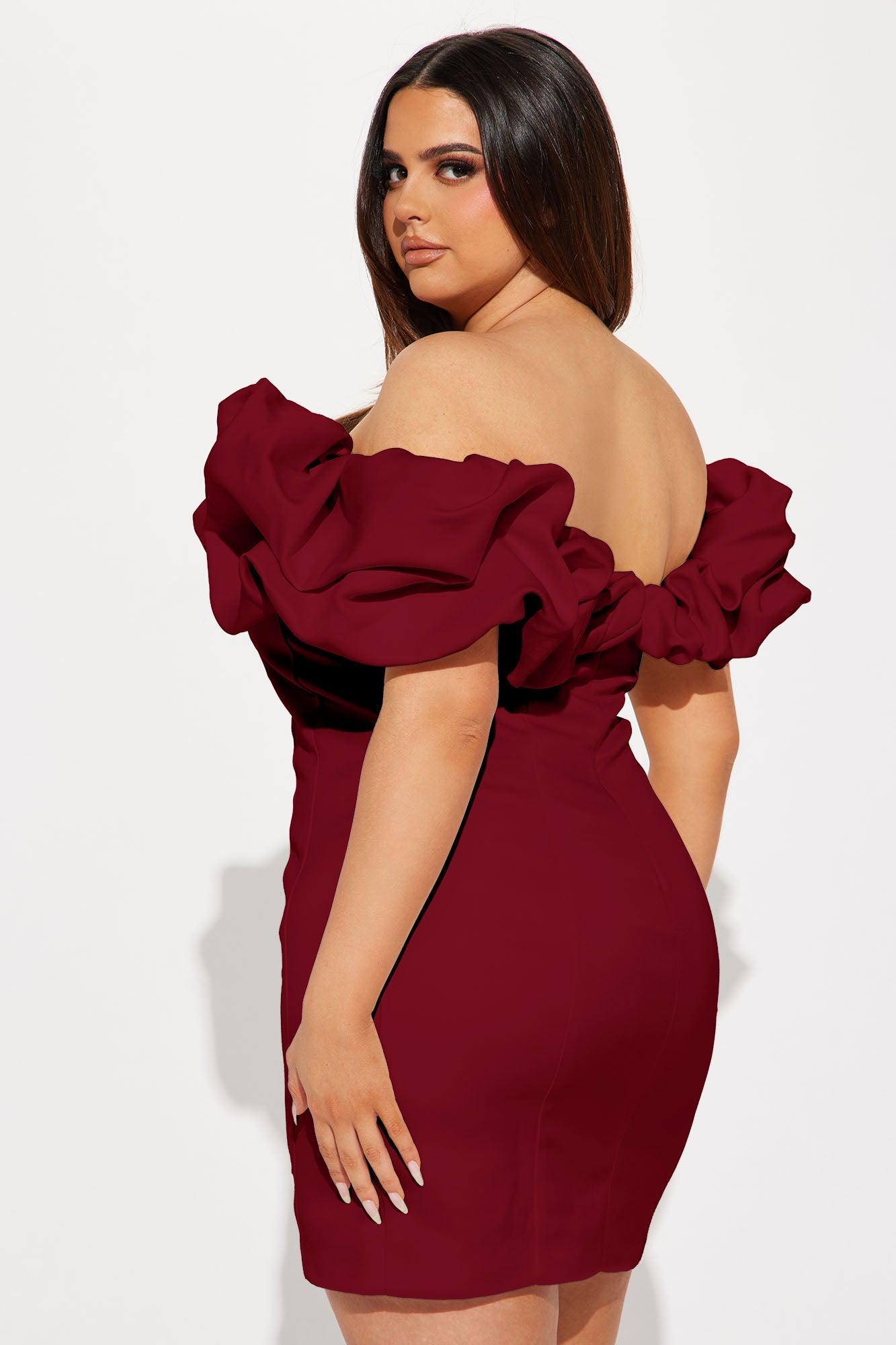 Parisian Nights Mini Dress - Wine Product Image