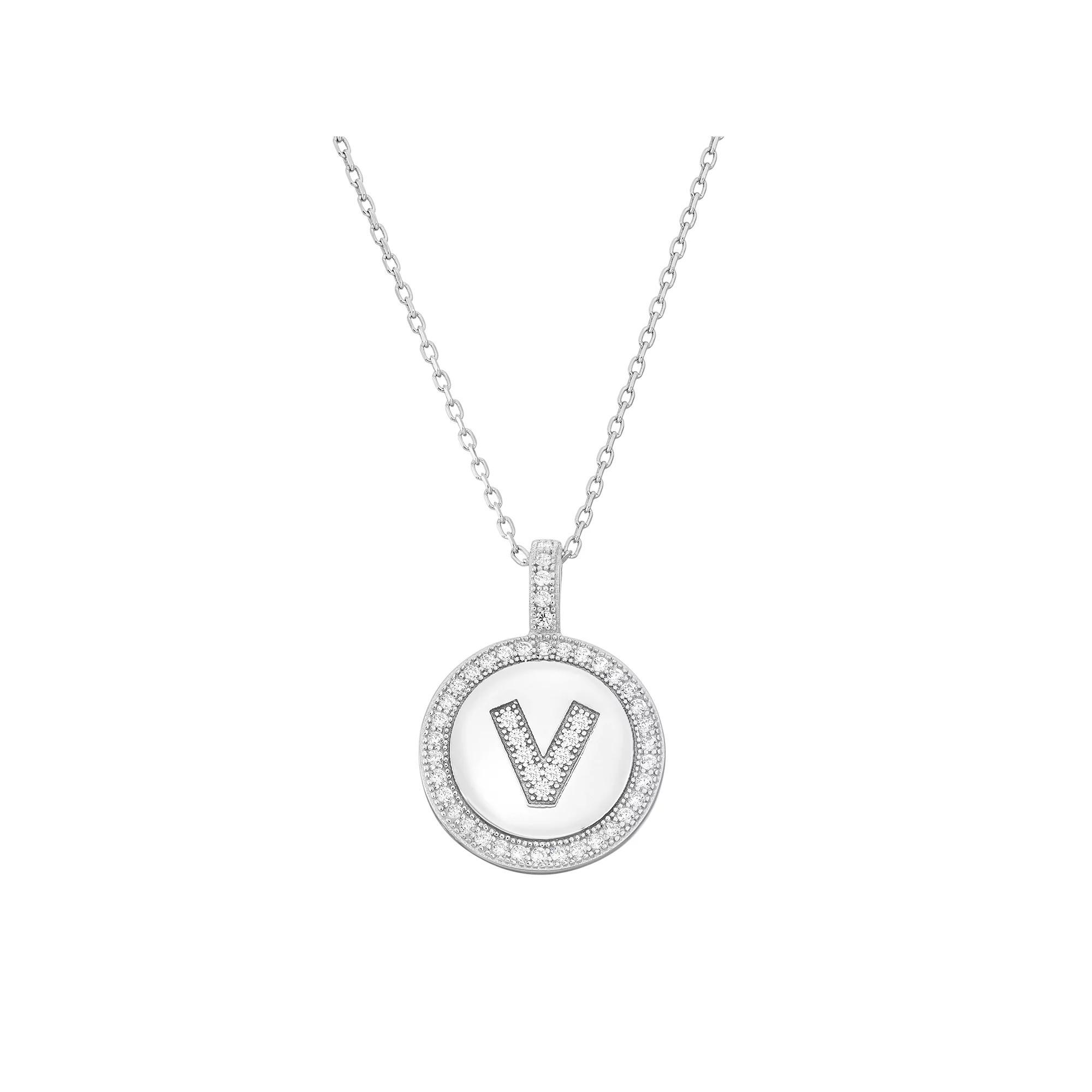 Sterling Silver Cubic Zirconia Initial Pendant Necklace, Women's, Size: 18" Product Image