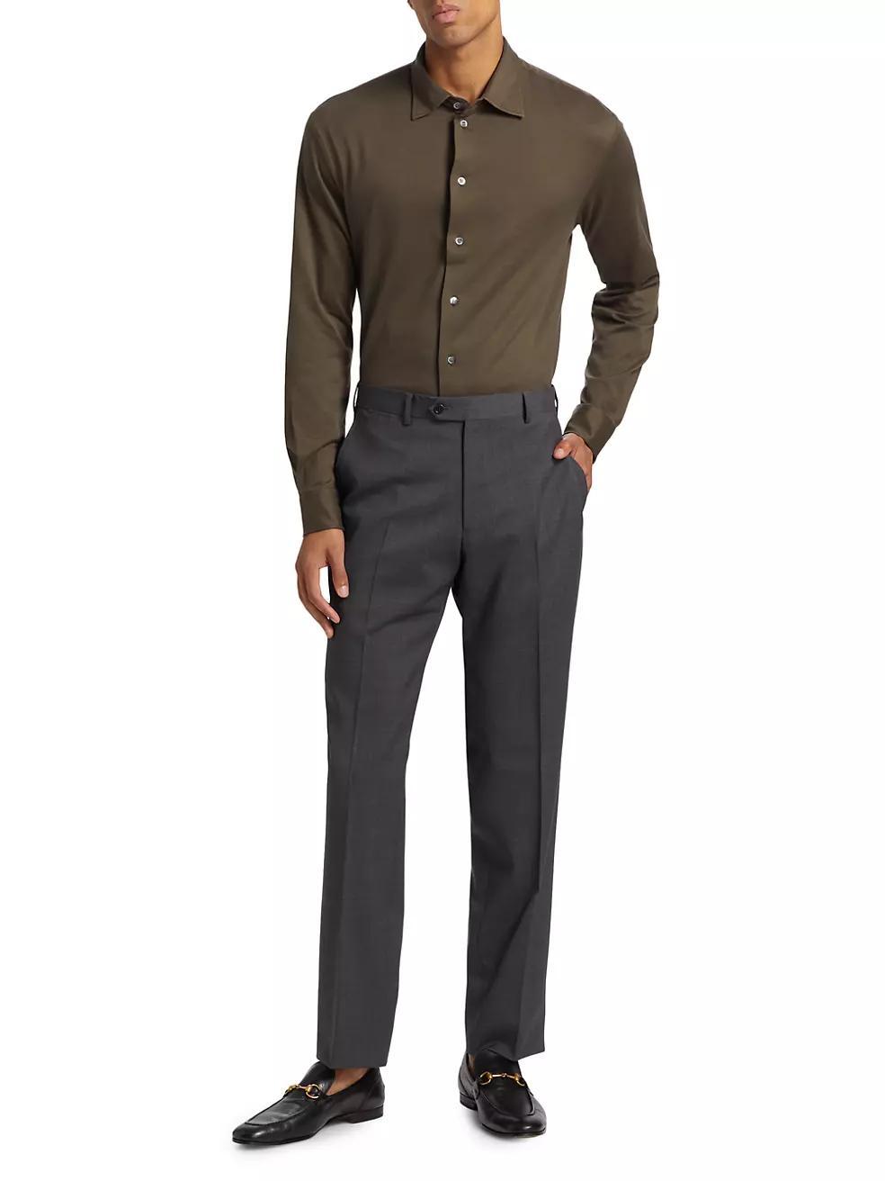 Melange Solid Cotton Shirt Product Image