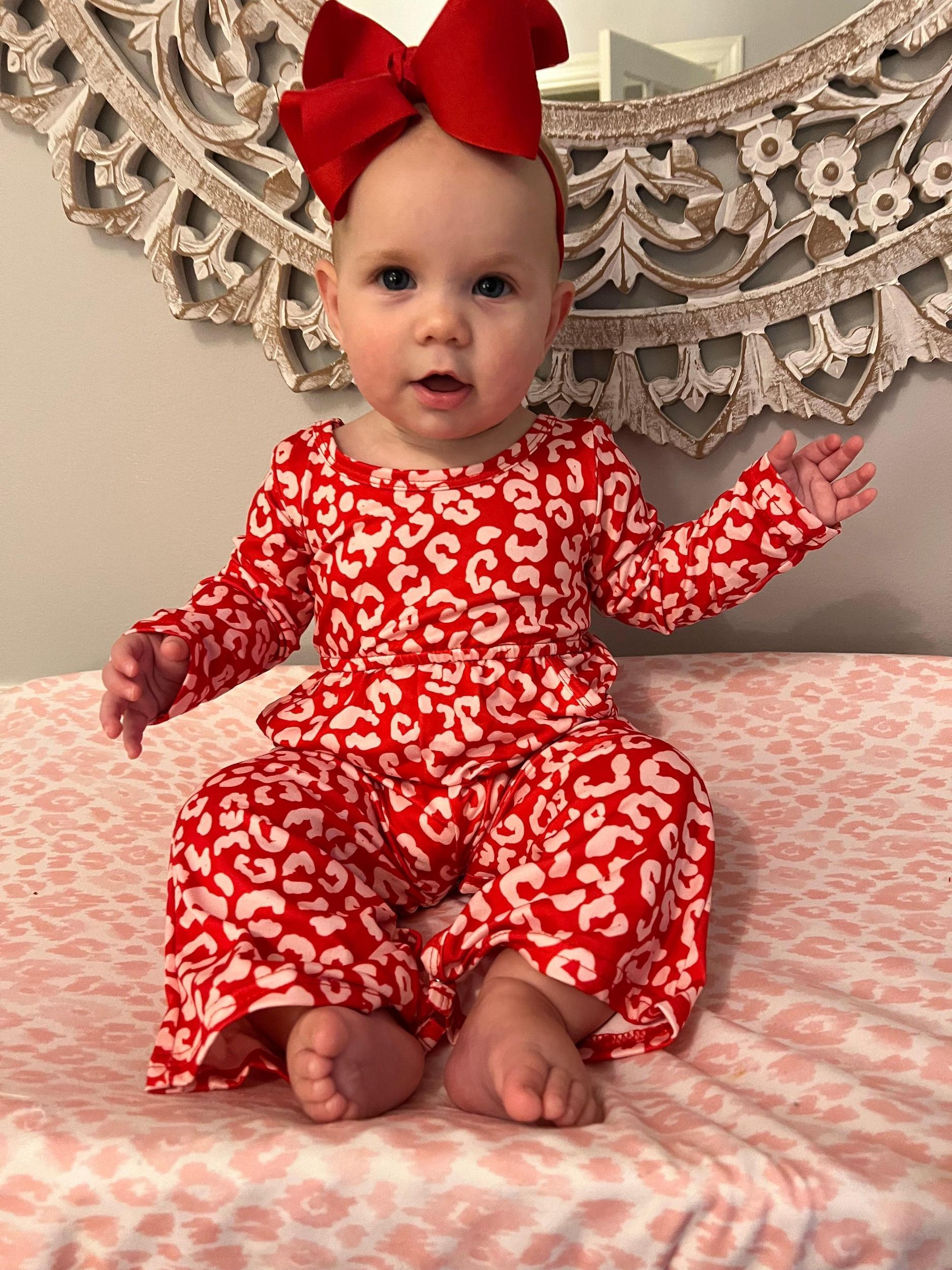 Red Leopard Long Sleeve Pocket Jumpsuit Product Image