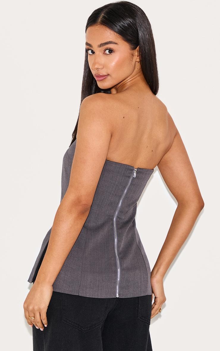 Petite Charcoal Woven Tailored Bandeau Top Product Image