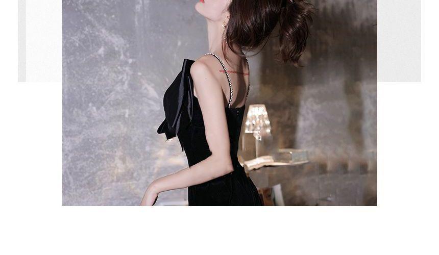 Spaghetti Strap Bow Mermaid Evening Dress Product Image