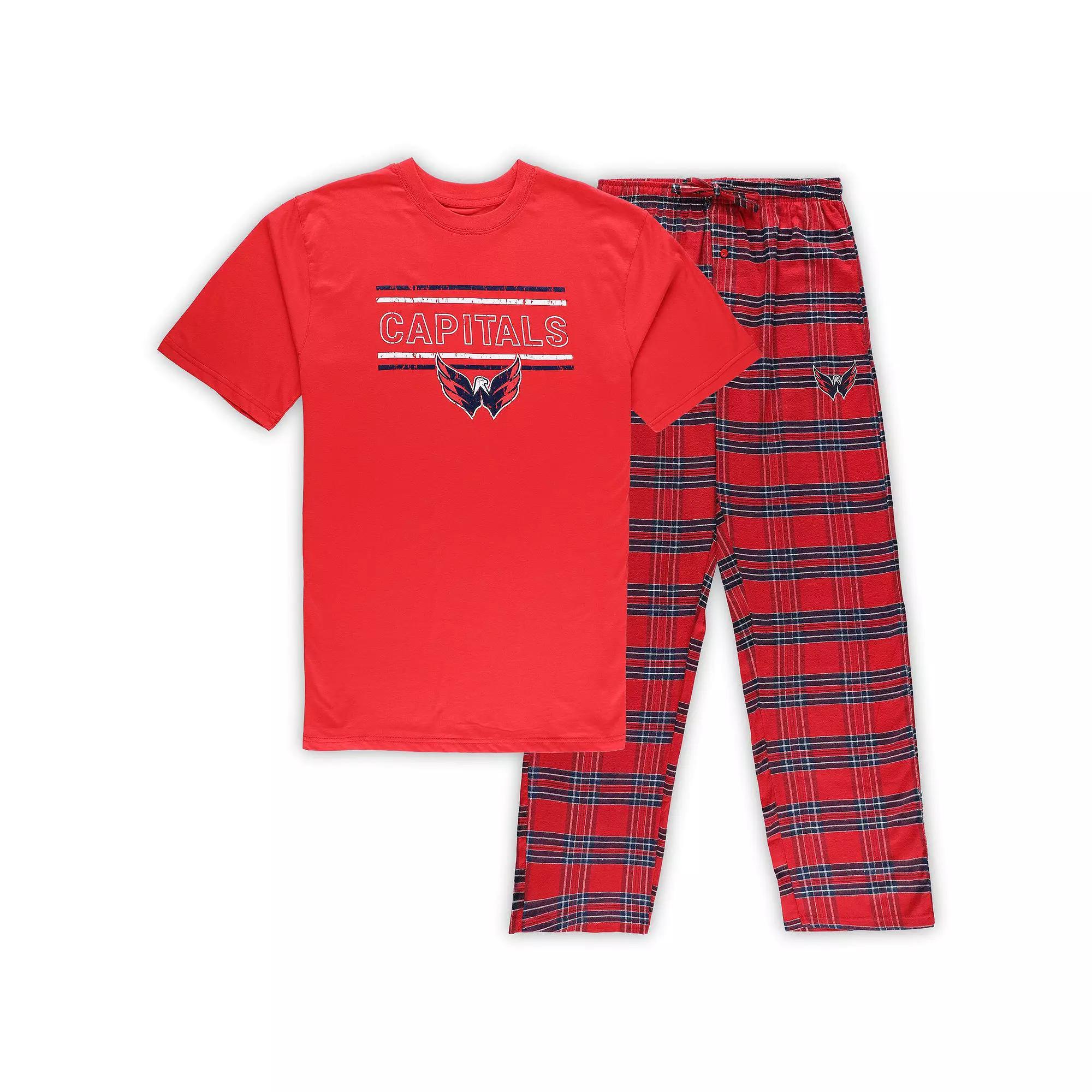 Men's Red Washington Capitals Big & Tall T-Shirt & Pajama Pants Sleep Set, Size: 2XB Product Image