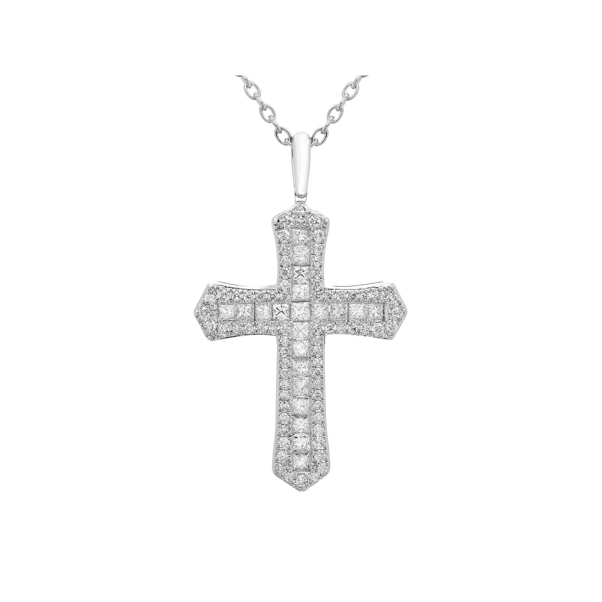 The Regal Collection 14k Gold 1 Carat T.W. Certified Diamond Passion Cross Pendant Necklace, Womens 14k White Gold Product Image