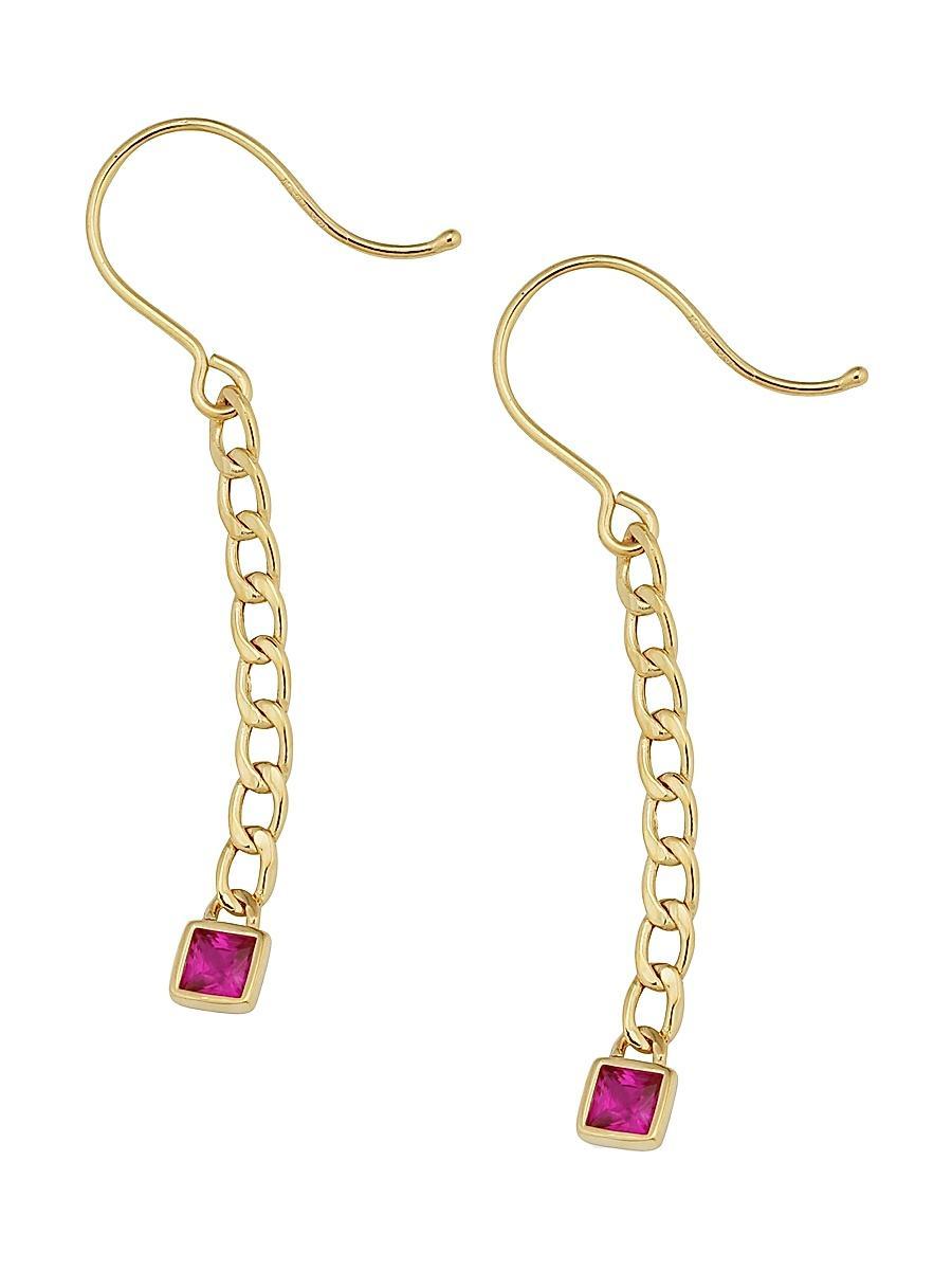 Womens 14K Yellow Gold Dazzle Me Curb Drop Earrings Product Image
