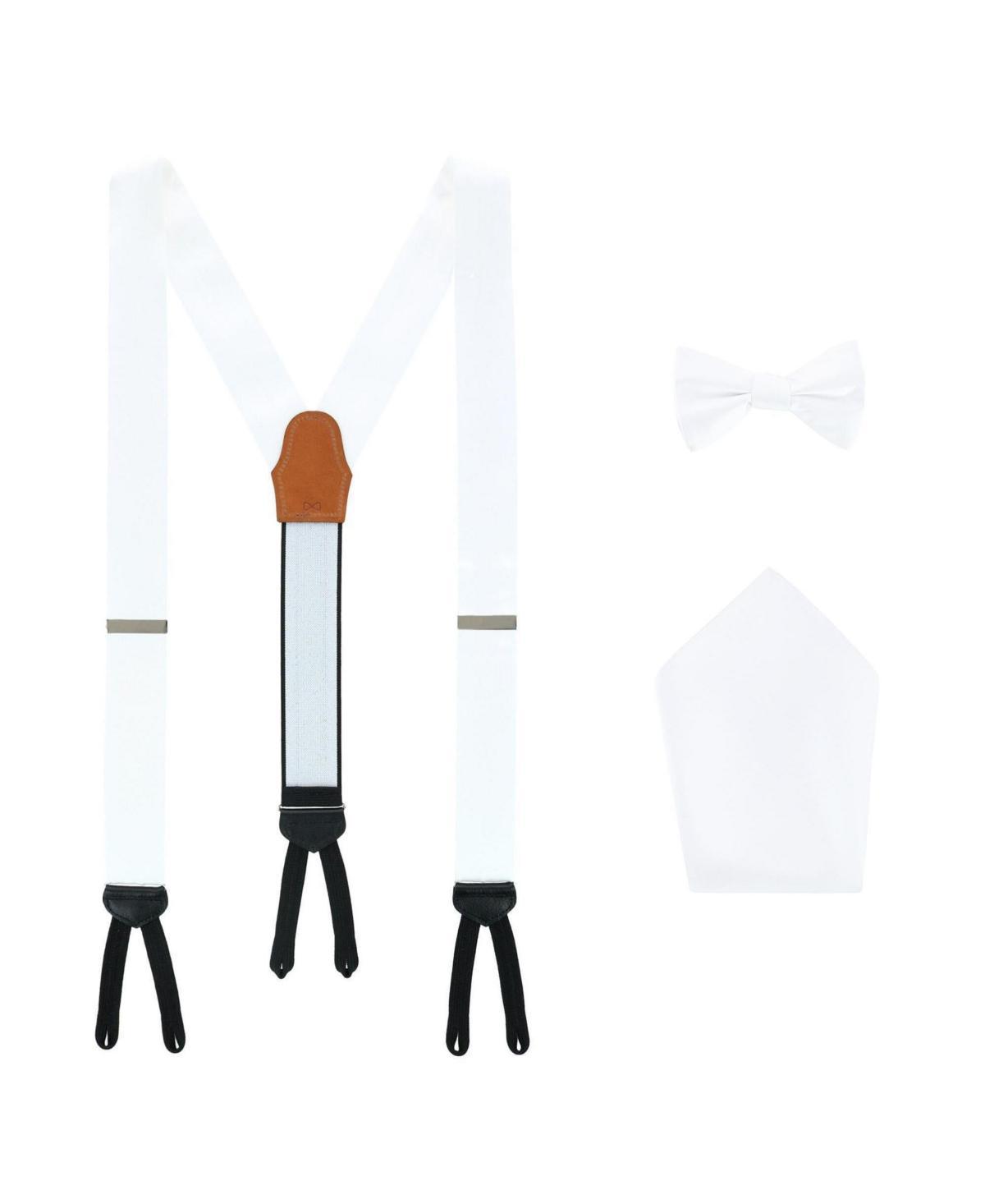Trafalgar Mens Sutton Solid Color Silk Brace Bow Tie & Pocket Square Combo Product Image