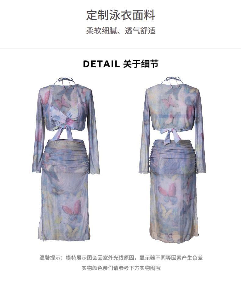 Set: Print Swim Top + Cover Up + Skirt Product Image