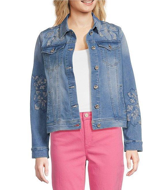 Code Bleu Embroidered Point Collar Long Sleeve Classic Jacket Product Image