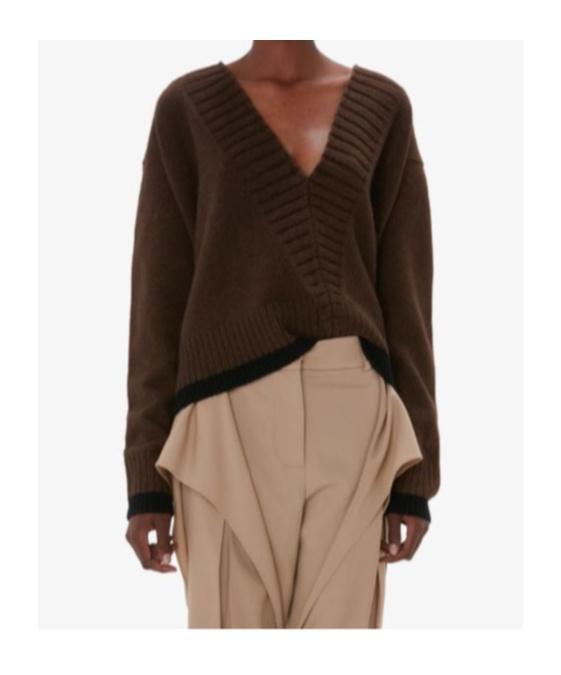 JW ANDERSON Slanted V-neck Sweater In Black Product Image