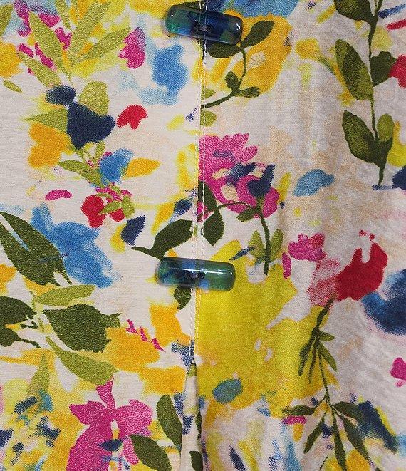 Ali Miles Printed Wire Collar 3/4 Sleeve Button Front Tunic Product Image