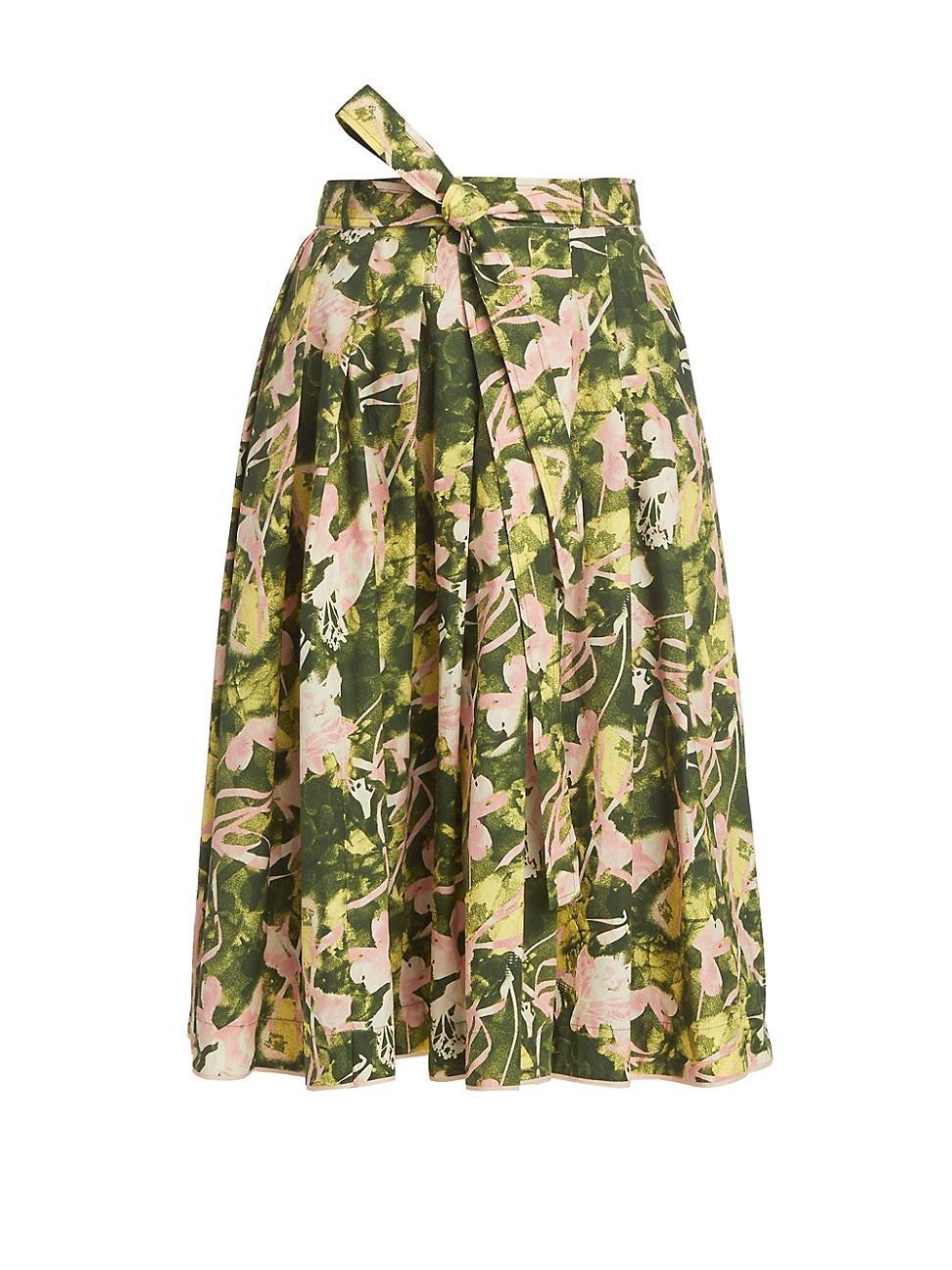 Womens Floating Iris Floral A-Line Skirt Product Image