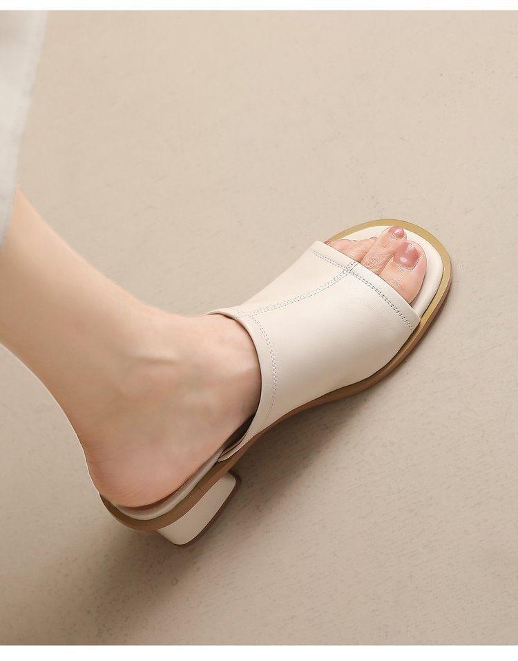 Chunky Heel Slide Sandals Product Image