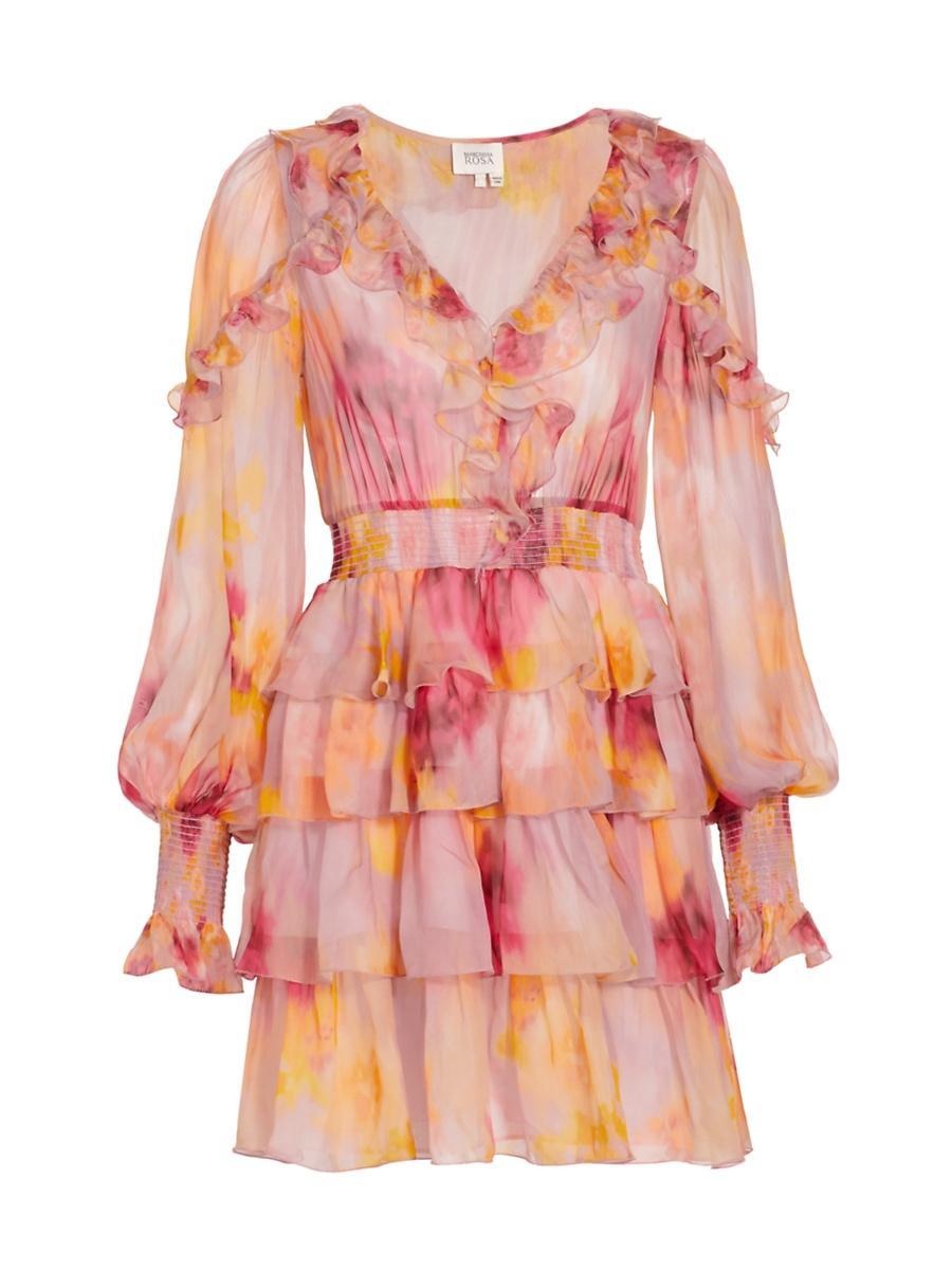Womens Orchid Smocked Ruffled Minidress Product Image