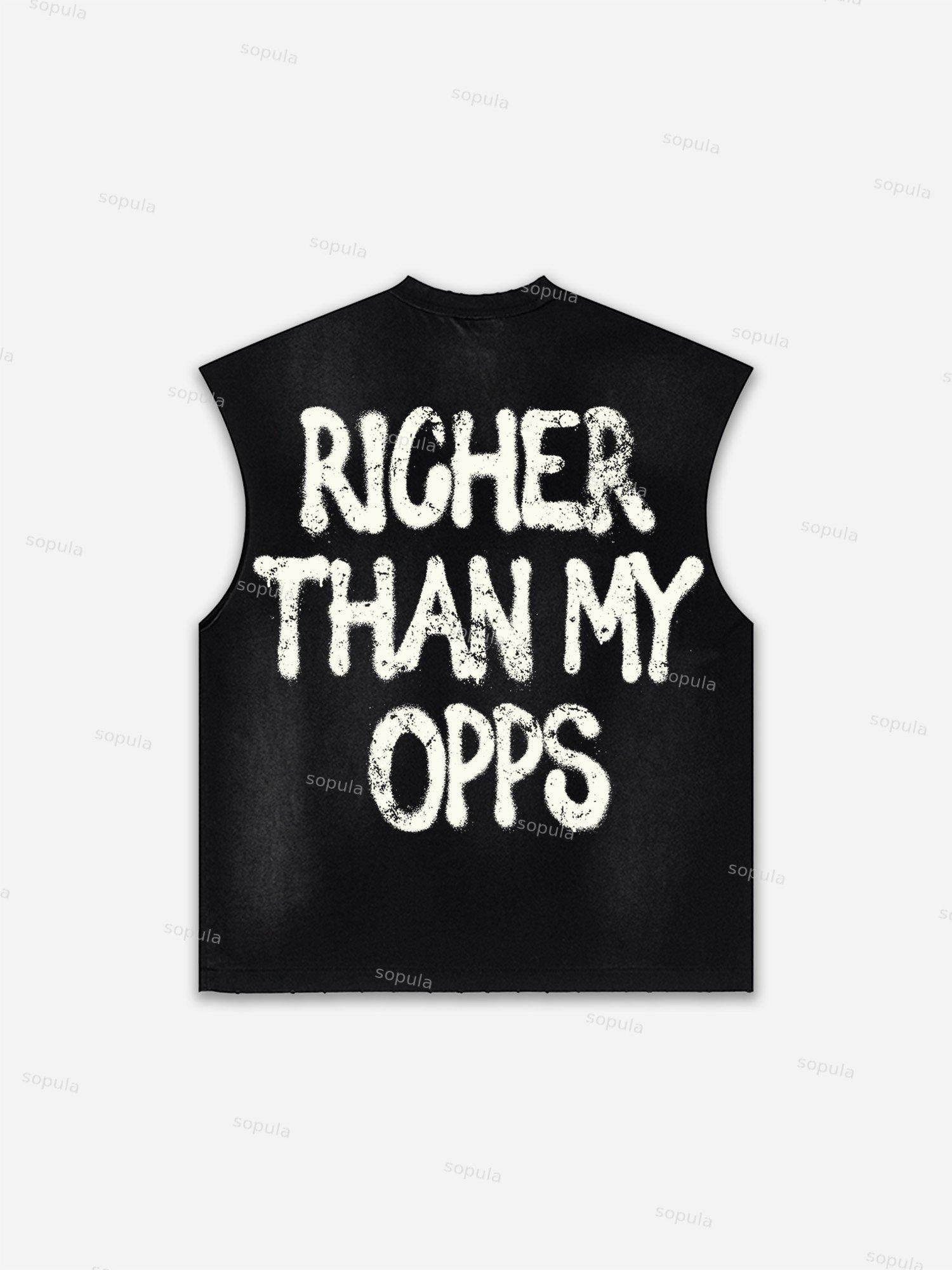 Men's Washed Richer Than My Opps Vintage Abstract Man Graphic Tank Top Product Image