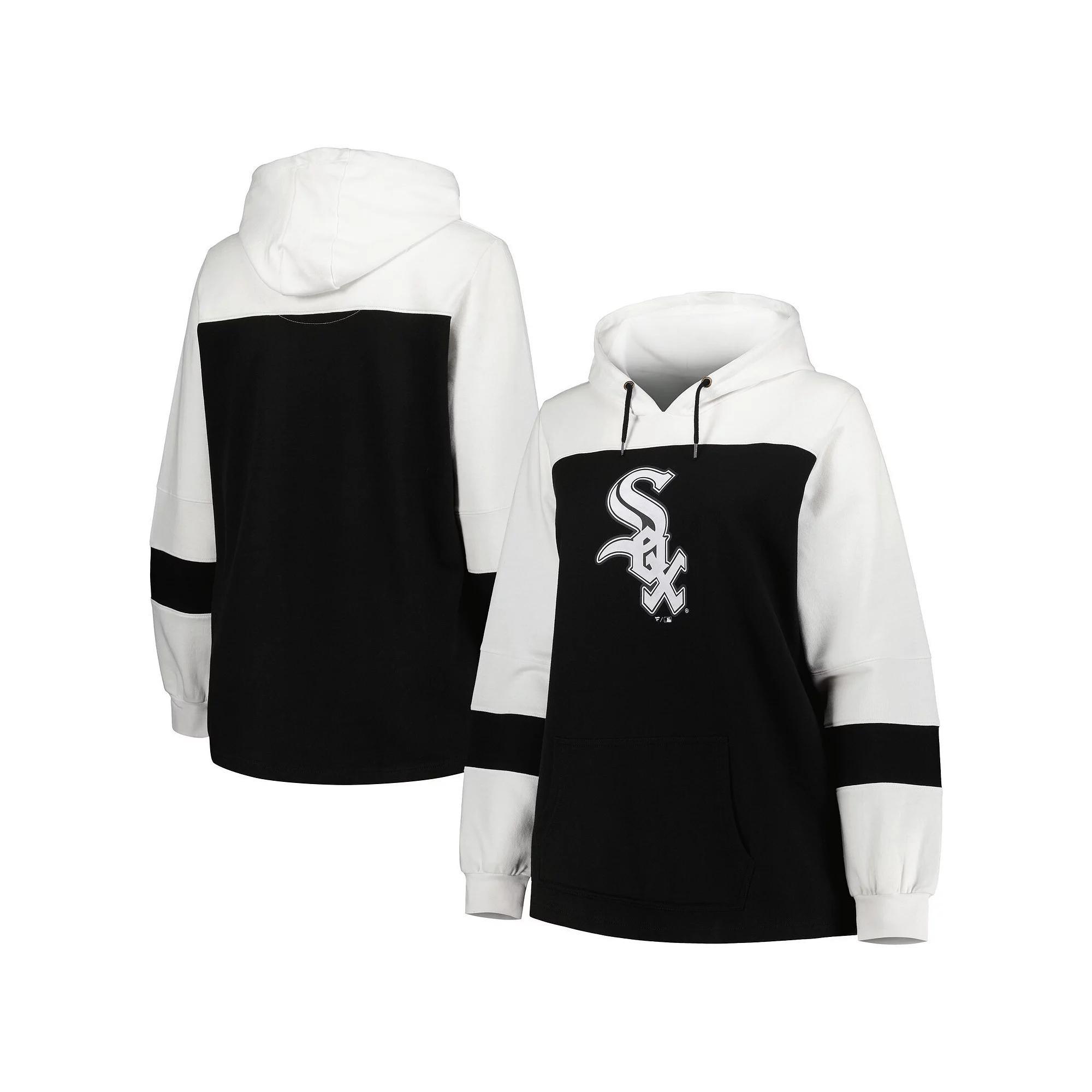 Women's Black Chicago White Sox Plus Size Colorblock Pullover Hoodie, Size: 3XL Product Image
