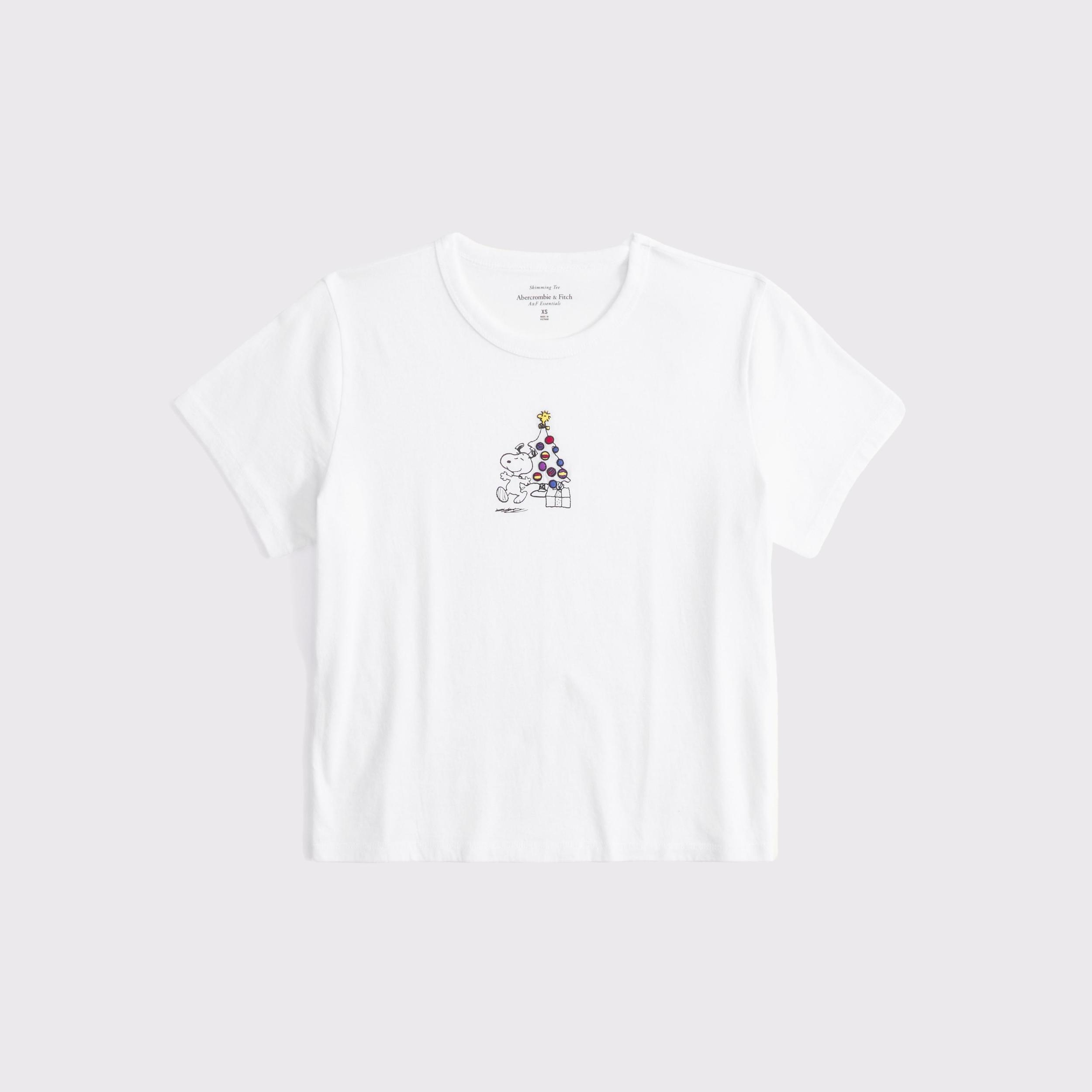 Short-Sleeve Snoopy Graphic Skimming Tee Product Image