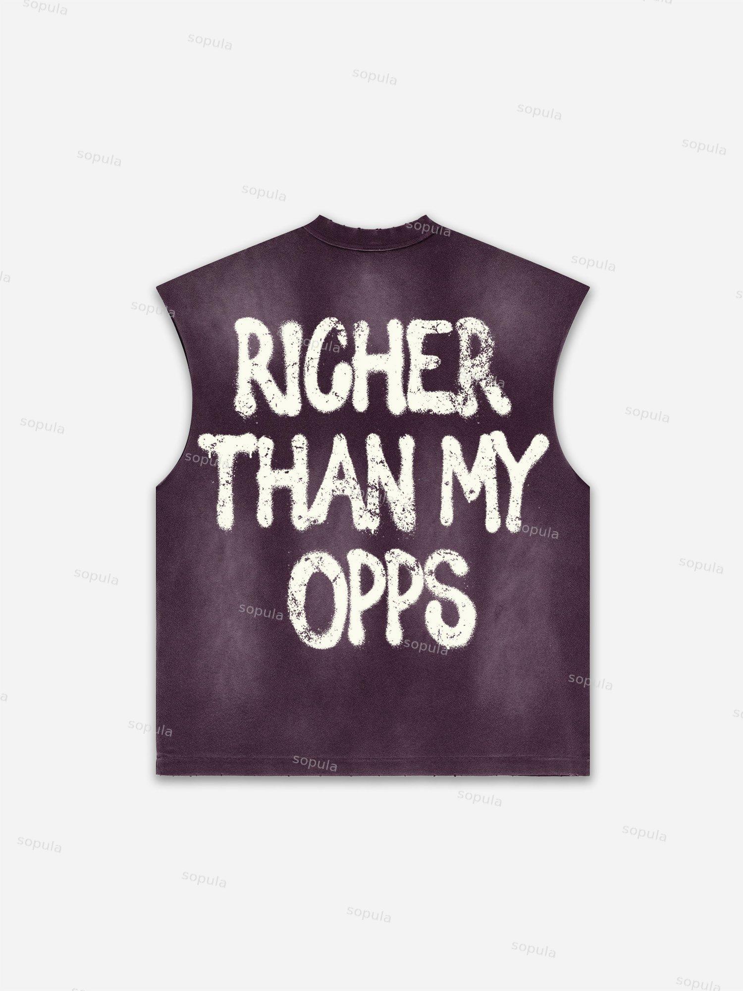 Men's Washed Richer Than My Opps Vintage Abstract Man Graphic Tank Top Product Image
