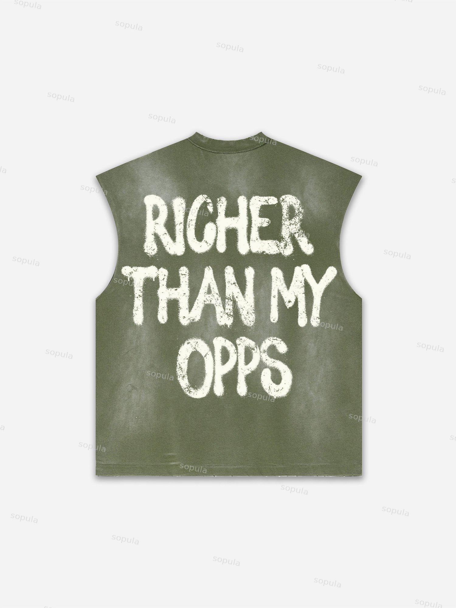 Men's Washed Richer Than My Opps Vintage Abstract Man Graphic Tank Top Product Image