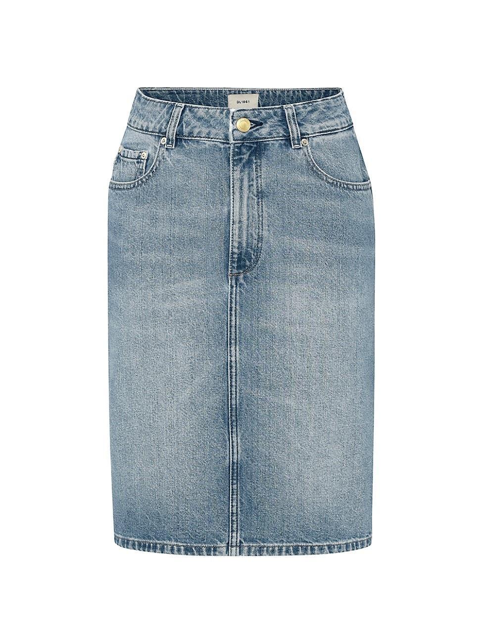 Womens Lexie Knee Length Denim Skirt Product Image