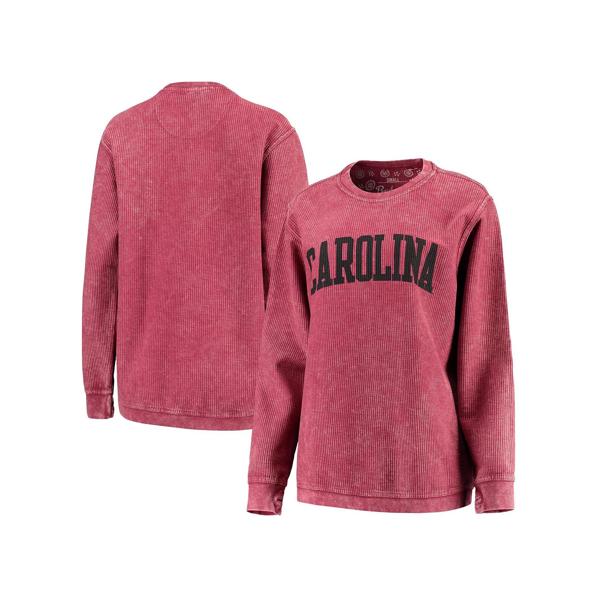 Womens Pressbox Garnet South Carolina Gamecocks Comfy Cord Vintage Wash Basic Arch Pullover Sweatshirt Product Image
