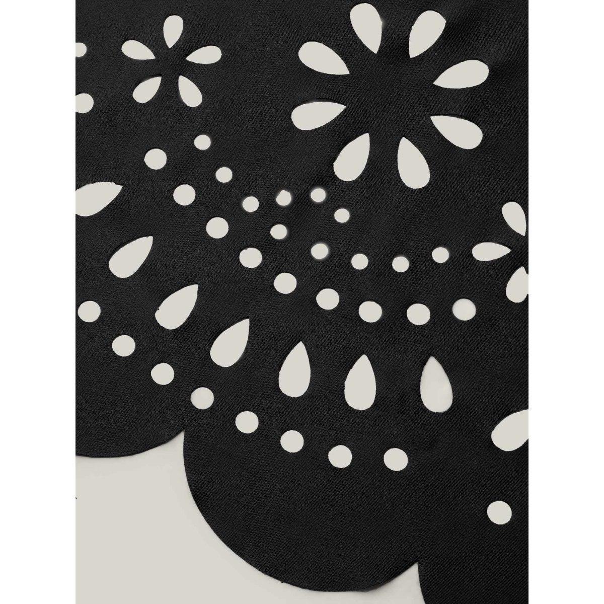 Plus Size Laser Cut Surplice Neck Waist-Cinched Swim Dress Women's Swimwear Black Beach Bodycon Overlap Collar High stretch Curve Swim Dresses BloomChic 18-20/2X Product Image